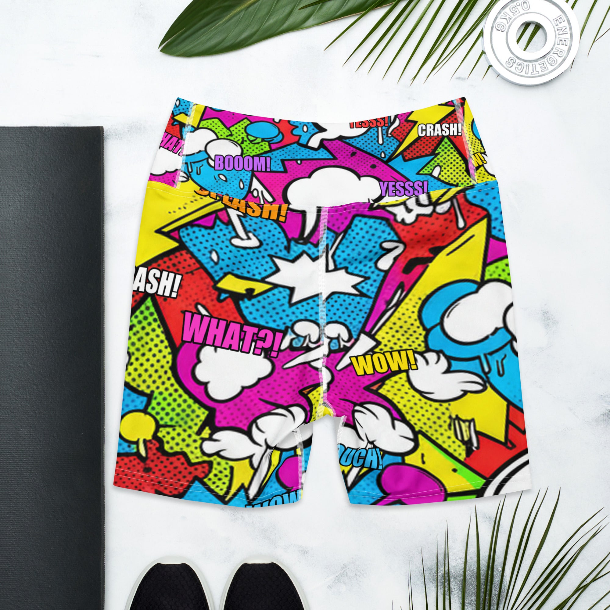 Comic Strip Graffiti Street Yoga Shorts | GearBunch