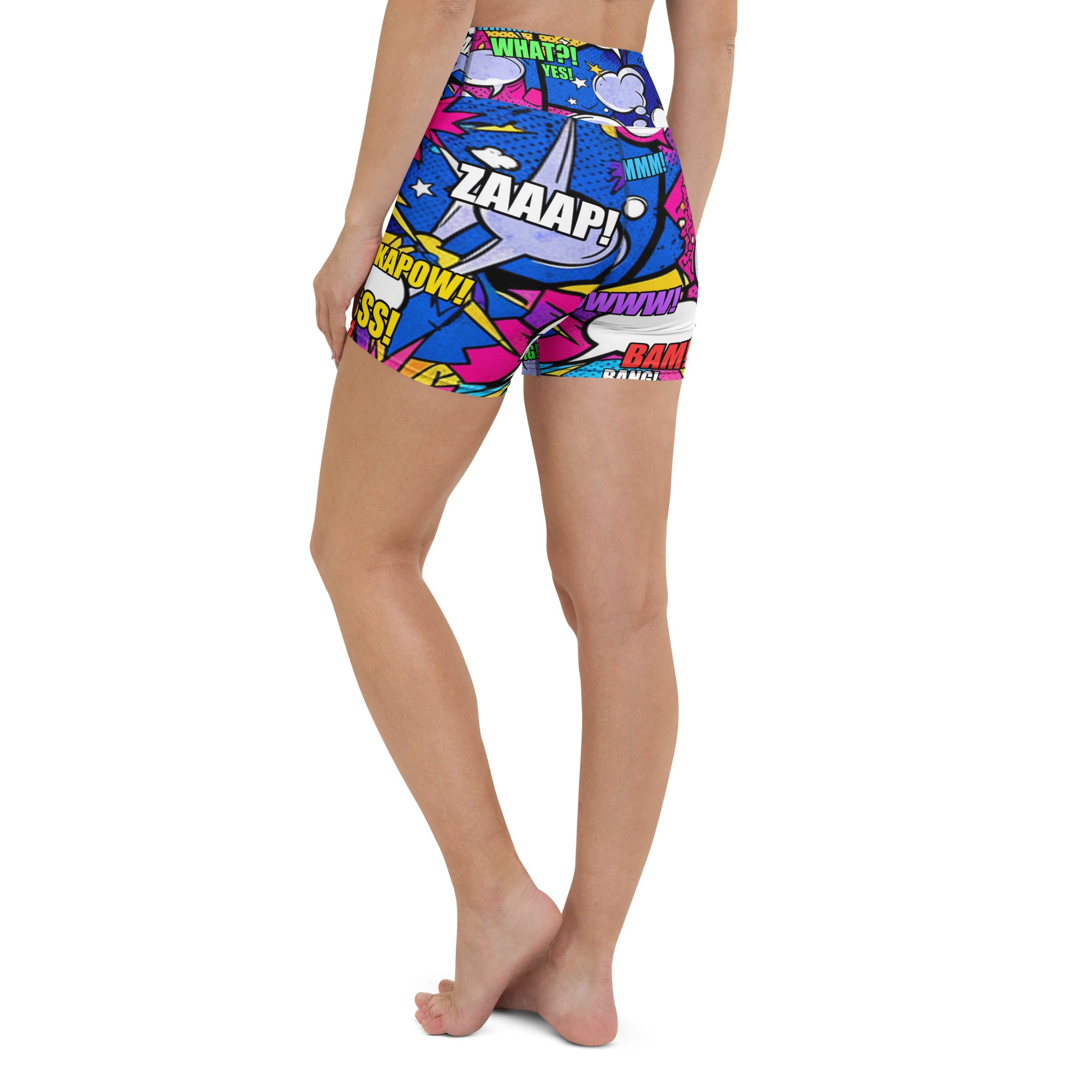 Comic Strip Cosmic Boom Yoga Shorts | GearBunch