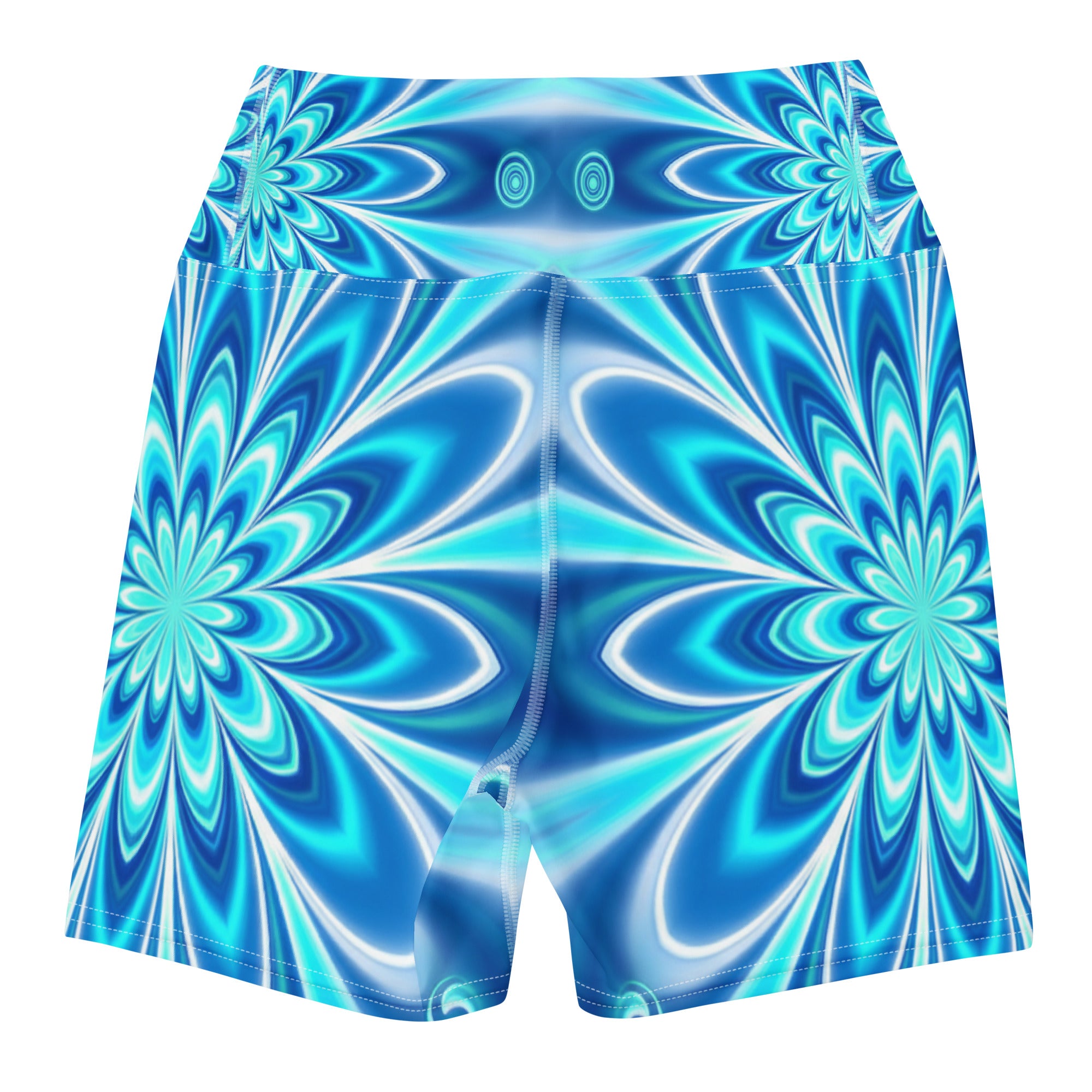 Psychedelic Electric Ocean Yoga Shorts | GearBunch