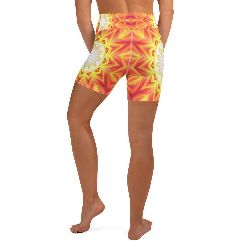 Psychedelic Solar Flare Yoga Shorts | GearBunch