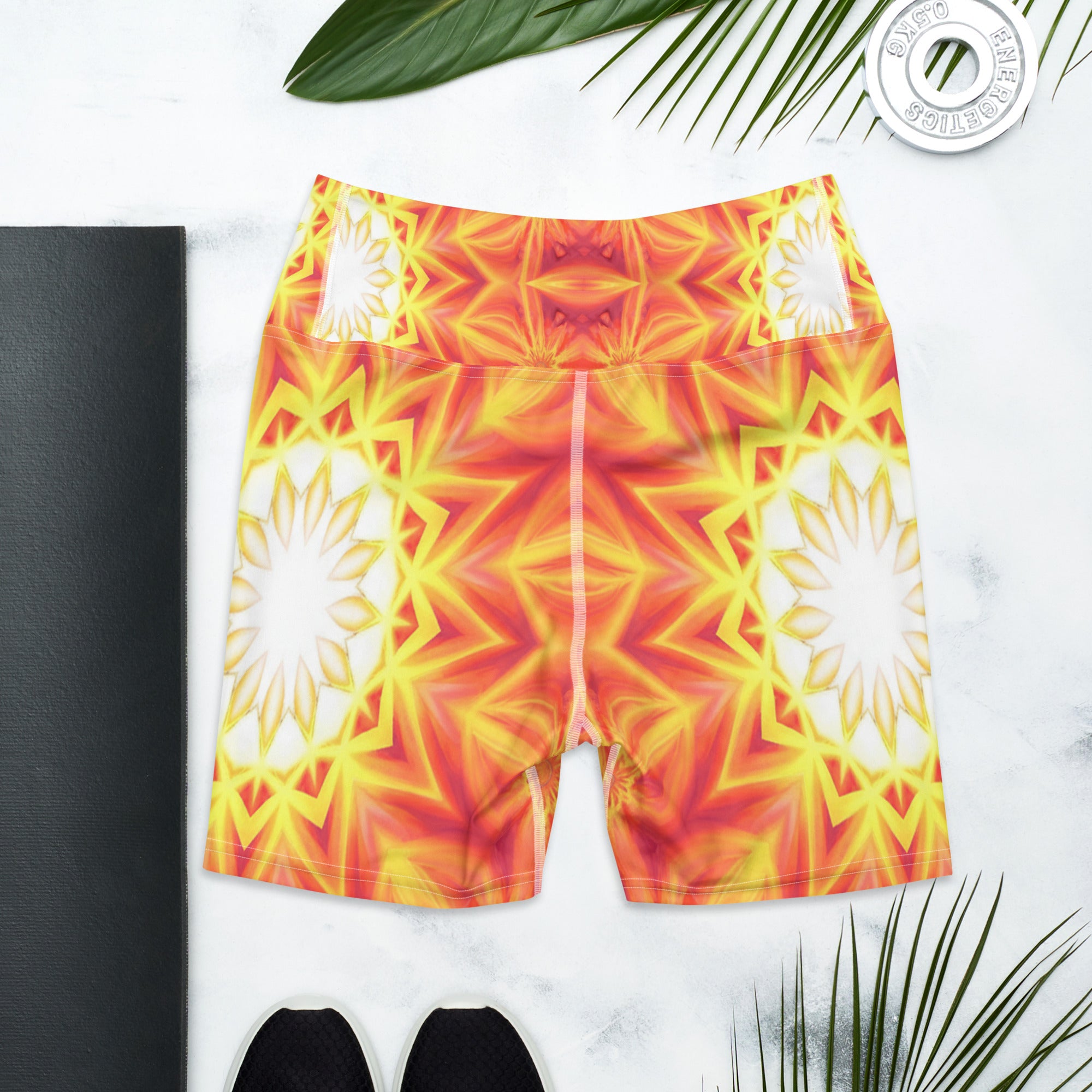 Psychedelic Solar Flare Yoga Shorts | GearBunch