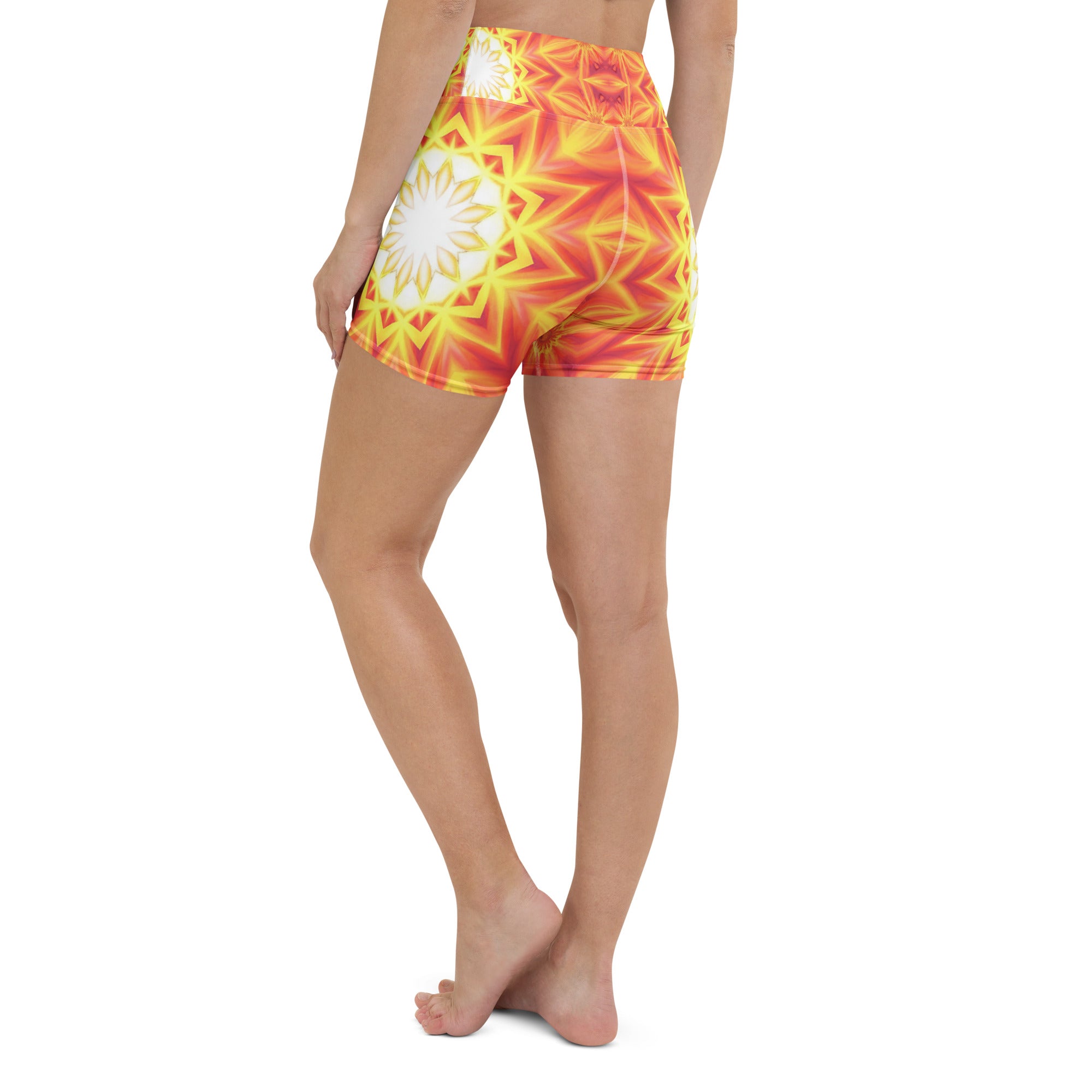 Psychedelic Solar Flare Yoga Shorts | GearBunch