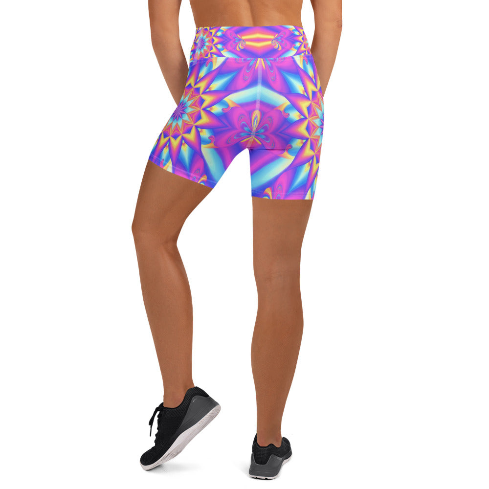 Psychedelic Candy Rave Yoga Shorts | GearBunch
