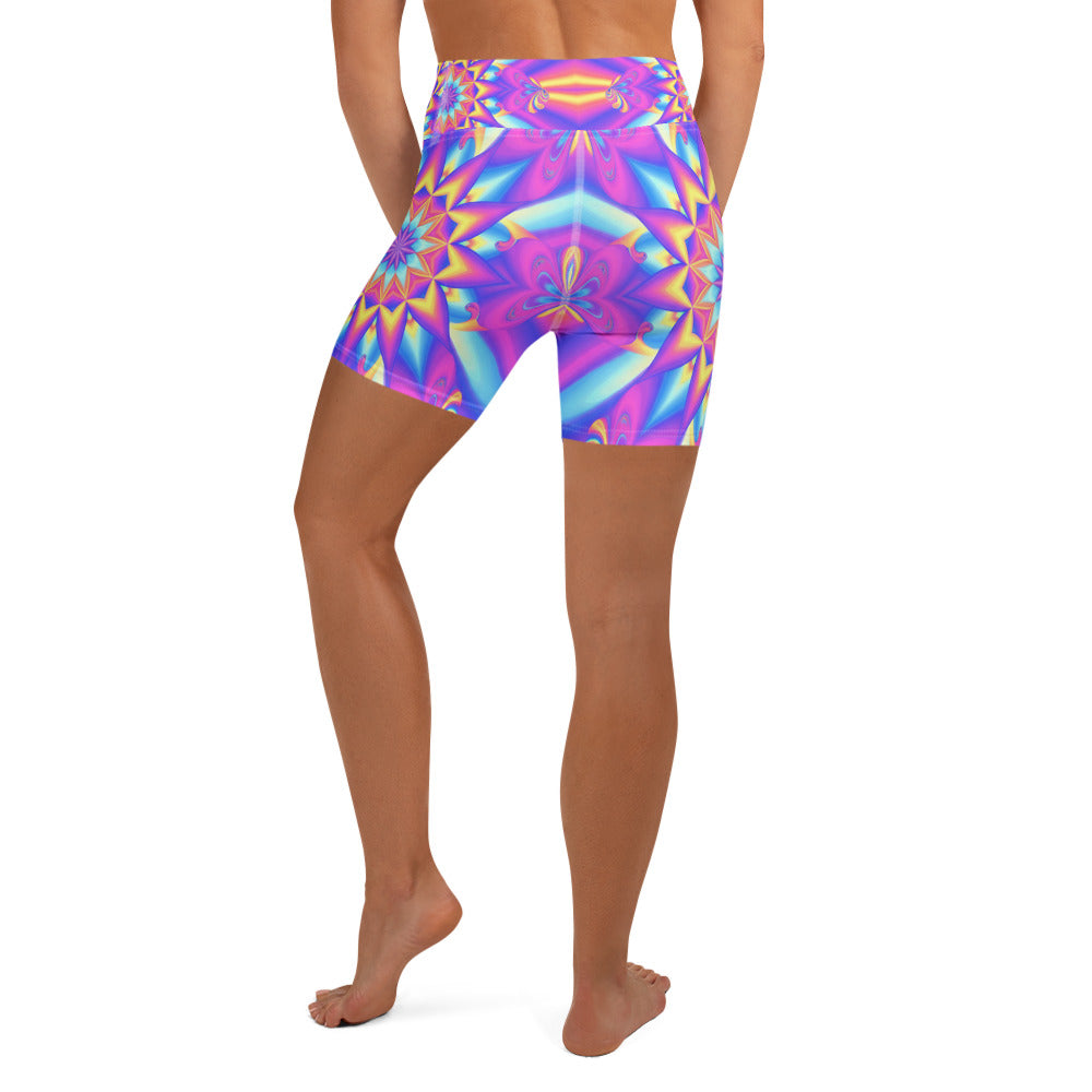 Psychedelic Candy Rave Yoga Shorts | GearBunch
