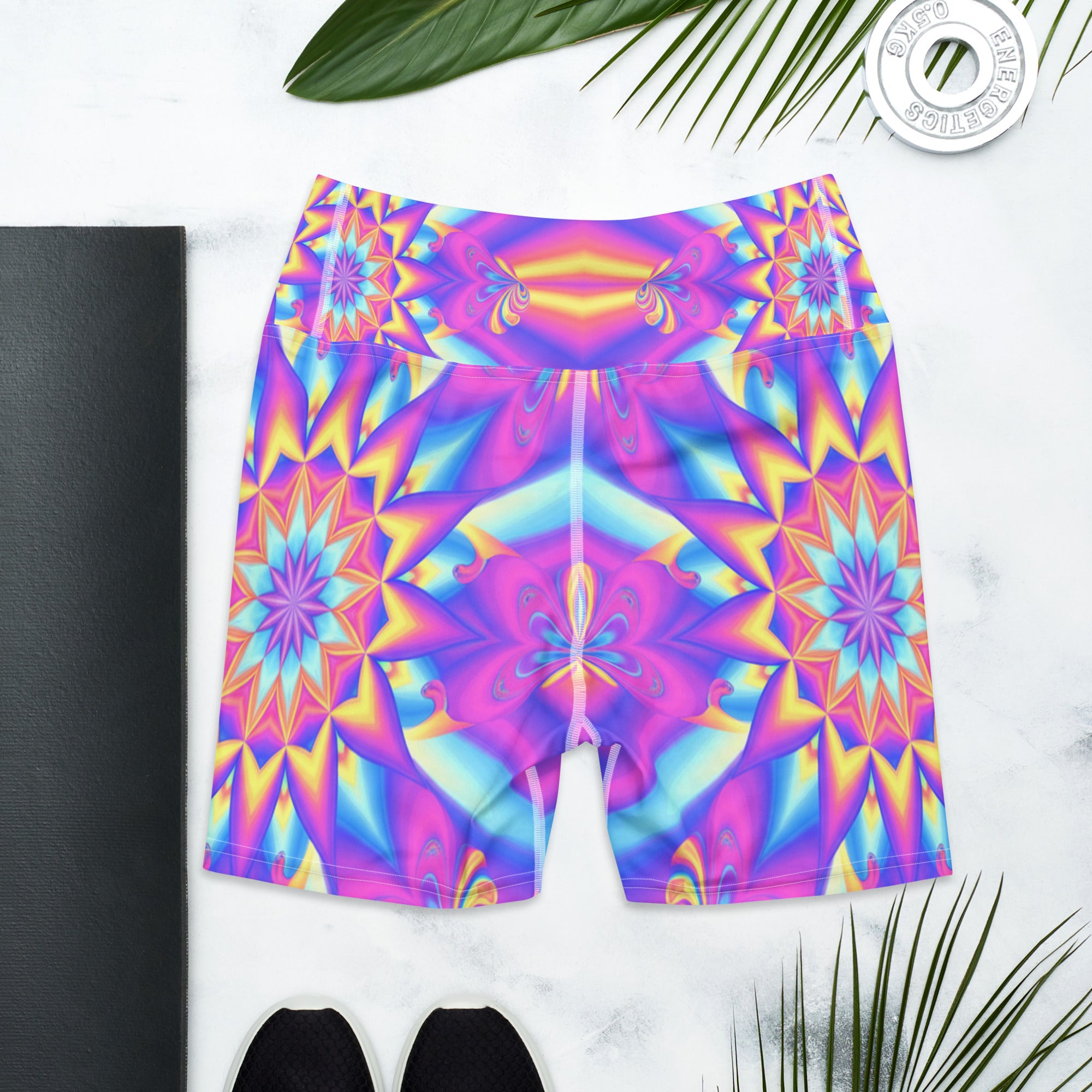 Psychedelic Candy Rave Yoga Shorts | GearBunch