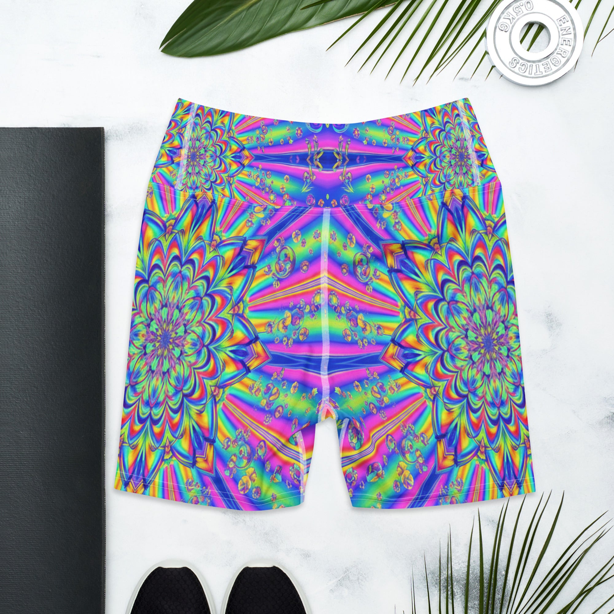Psychedelic Chrome Spectrum Yoga Shorts | GearBunch