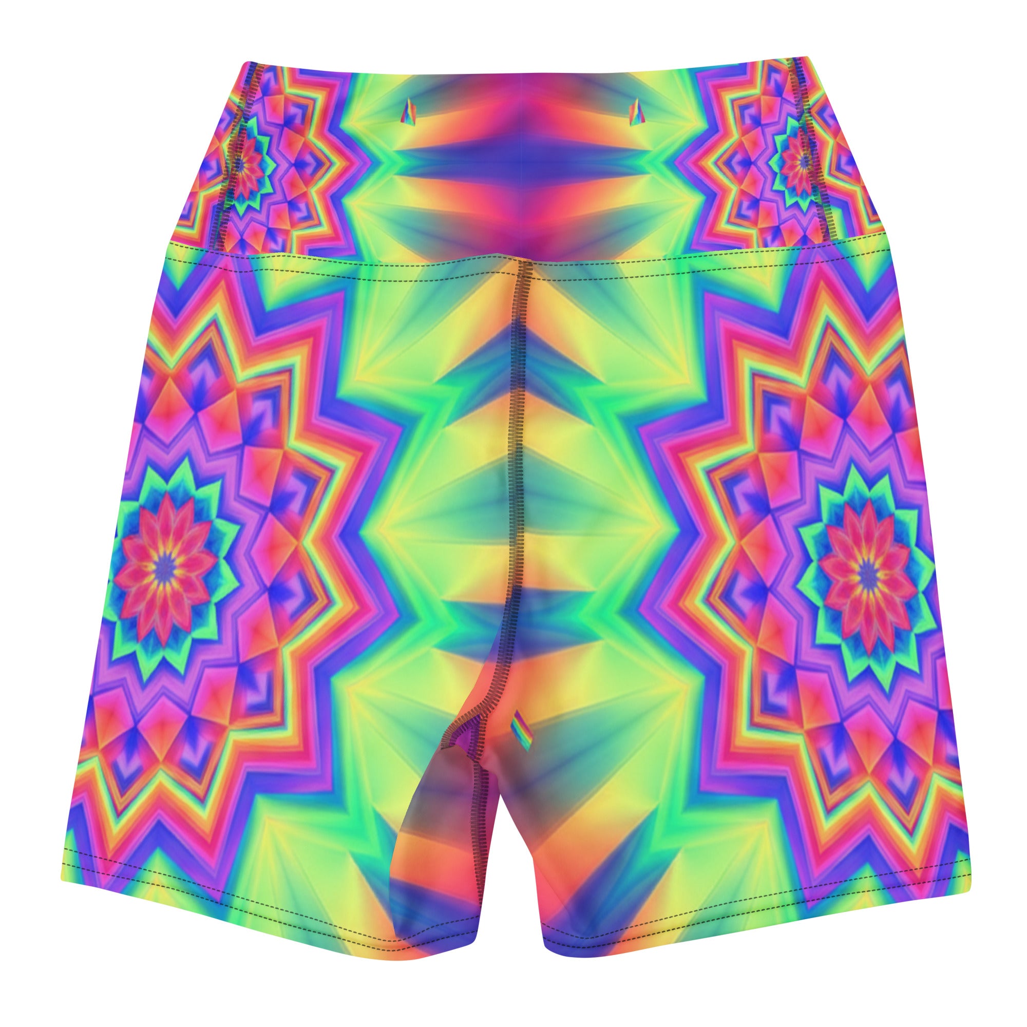 Psychedelic Starburst Prism Yoga Shorts | GearBunch