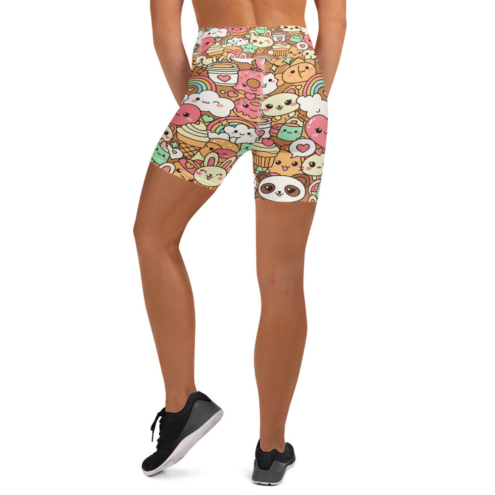 Kawaii Coffee Break Yoga Shorts | GearBunch