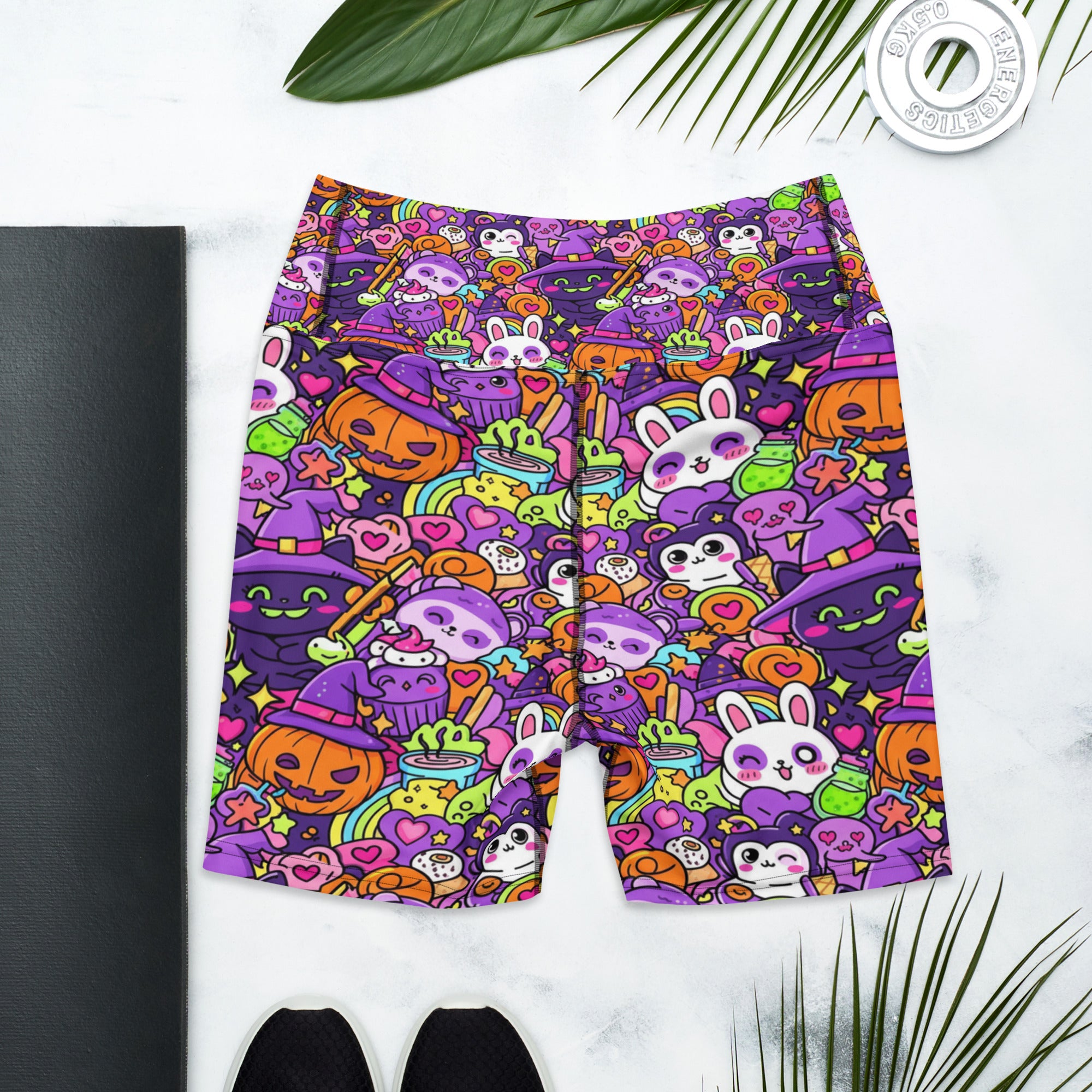 Kawaii Witch Familiar Yoga Shorts | GearBunch