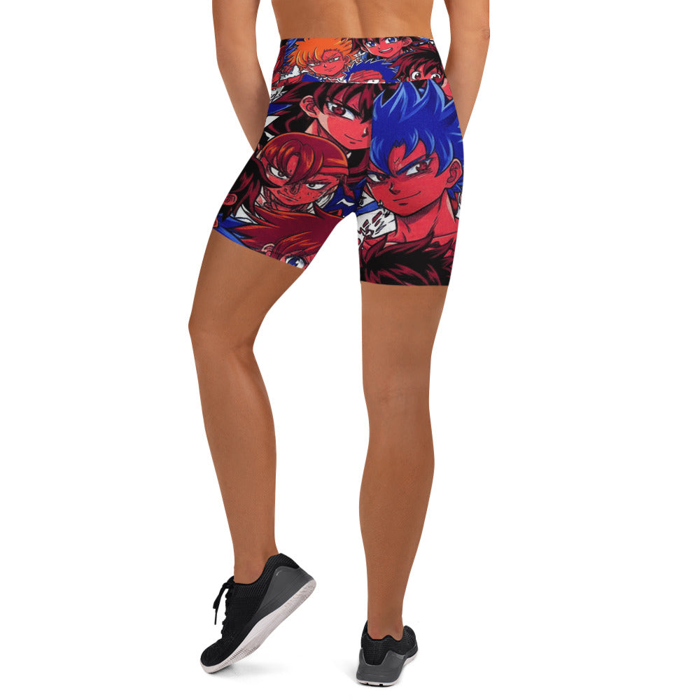 Anime Collage Dark Shonen Yoga Shorts | GearBunch