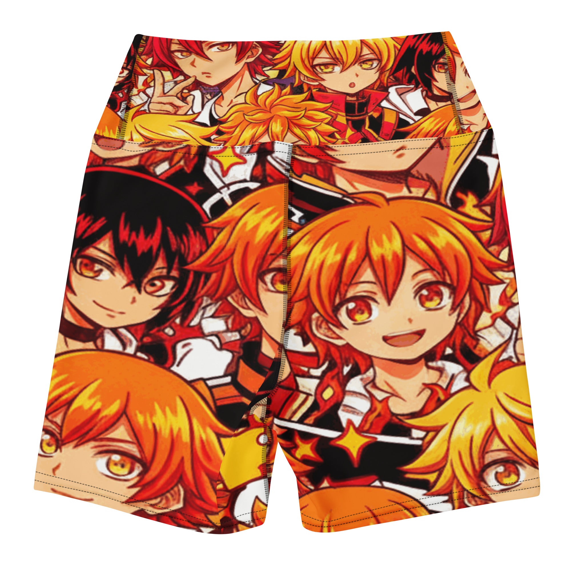 Anime Collage Fire Spirit Yoga Shorts | GearBunch