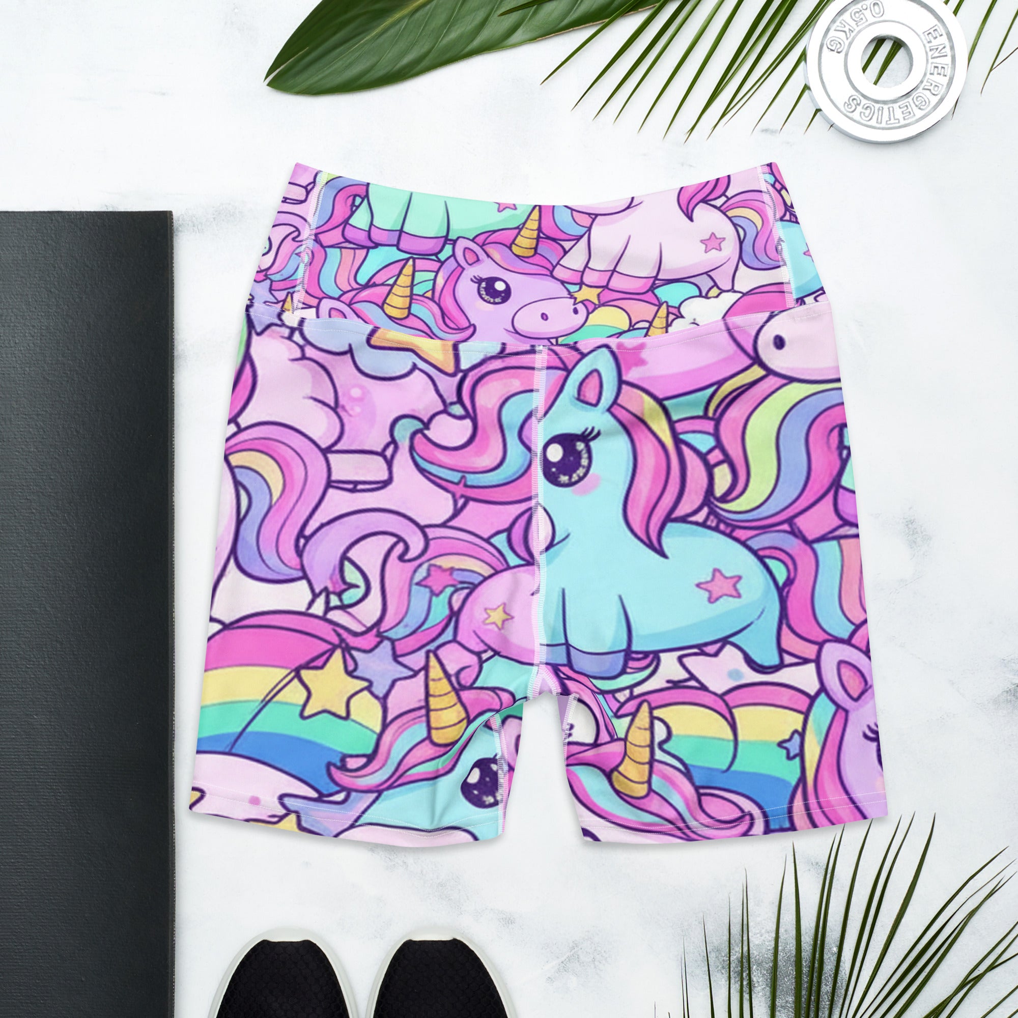 Vibrant Unicorn Rainbow Yoga Shorts | GearBunch