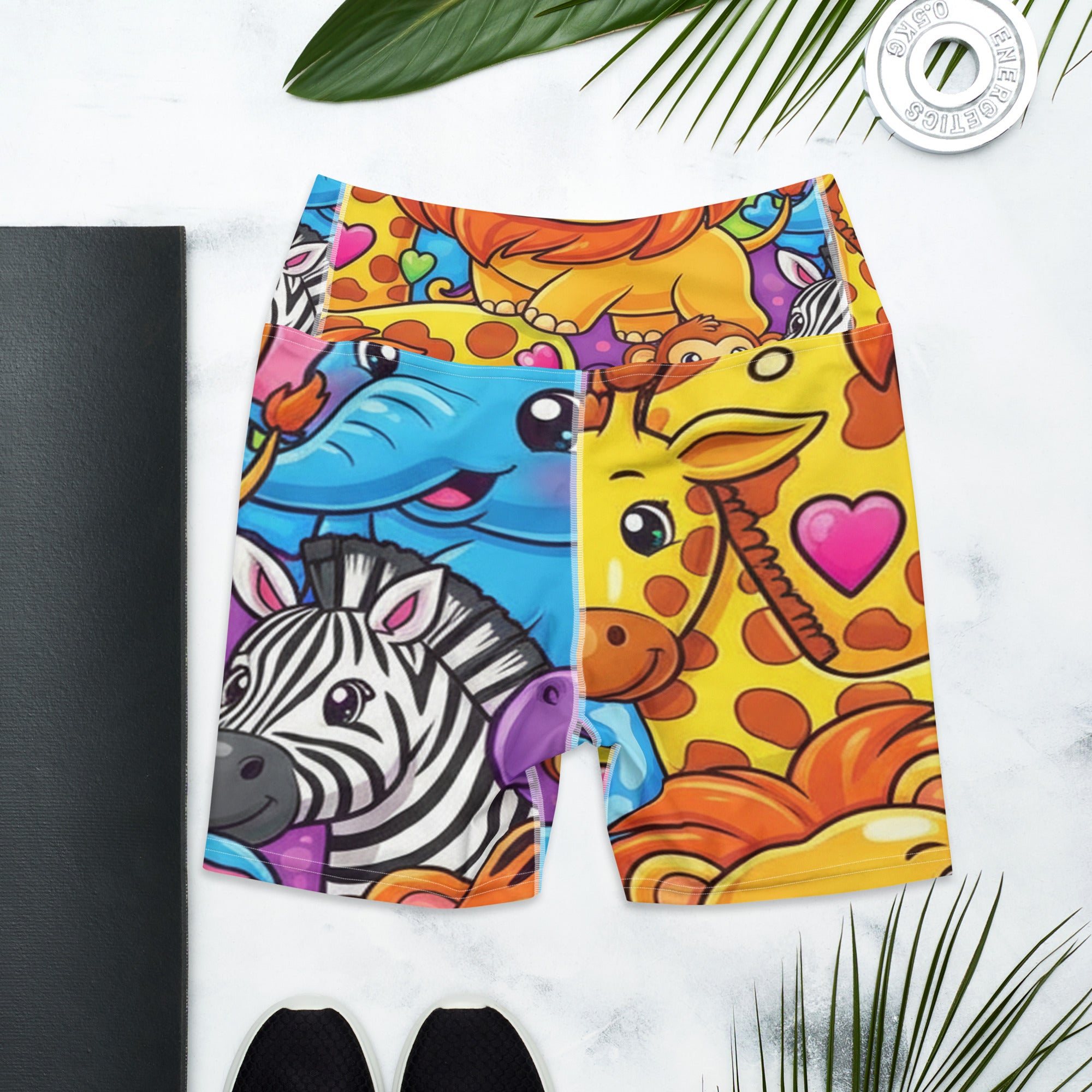 Vibrant Jungle Safari Yoga Shorts | GearBunch