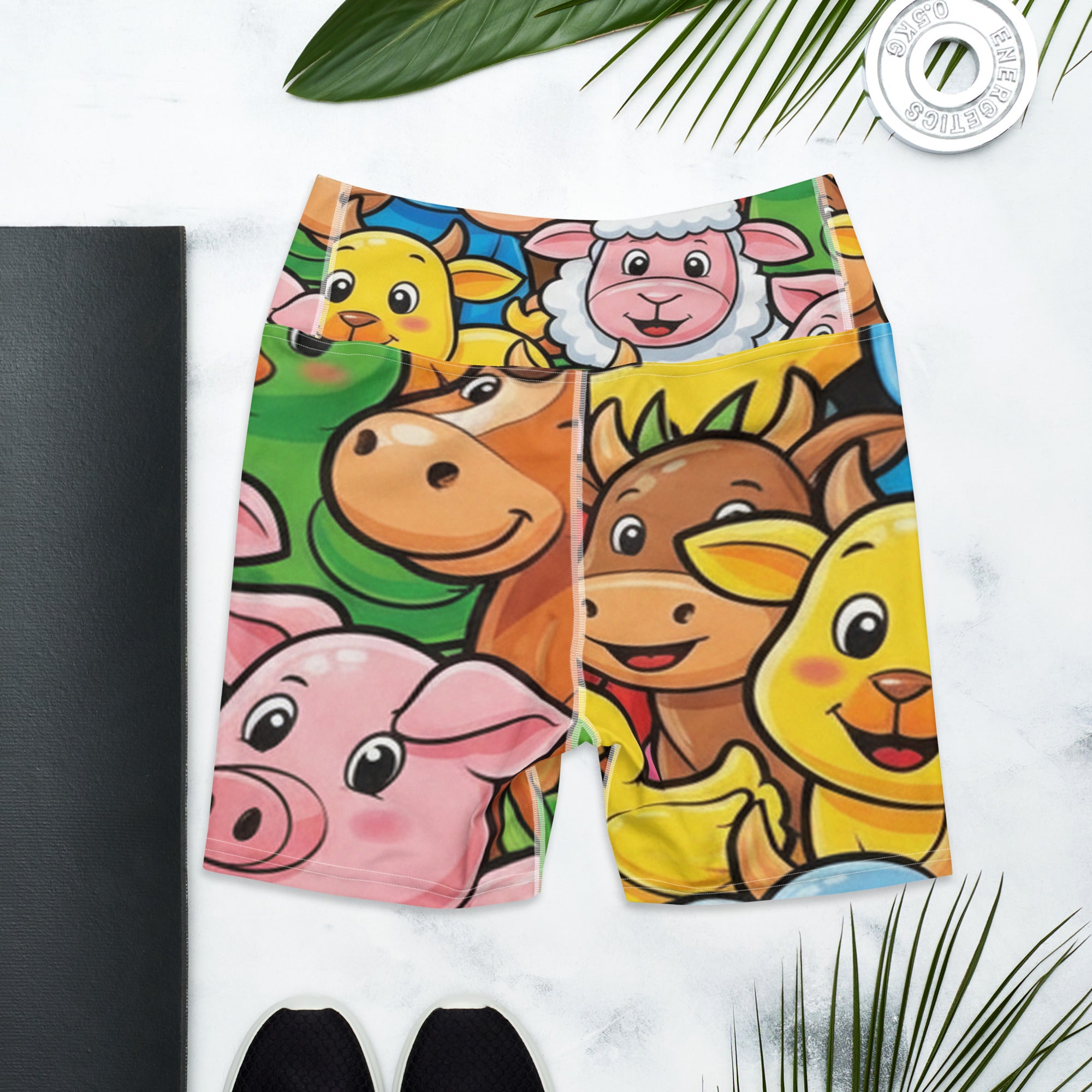 Vibrant Farm Animals Yoga Shorts | GearBunch