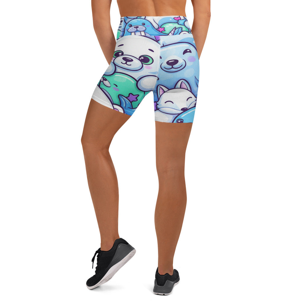 Vibrant Arctic Friends Yoga Shorts | GearBunch