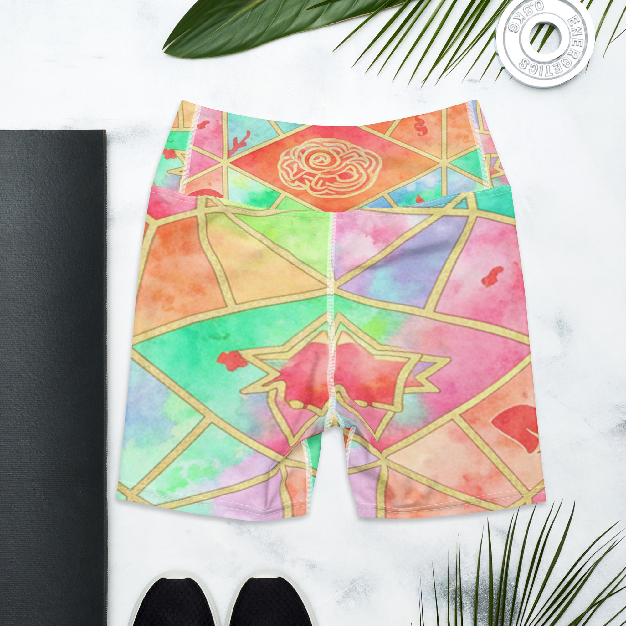 Arabic Watercolour Coral Reef Yoga Shorts | GearBunch