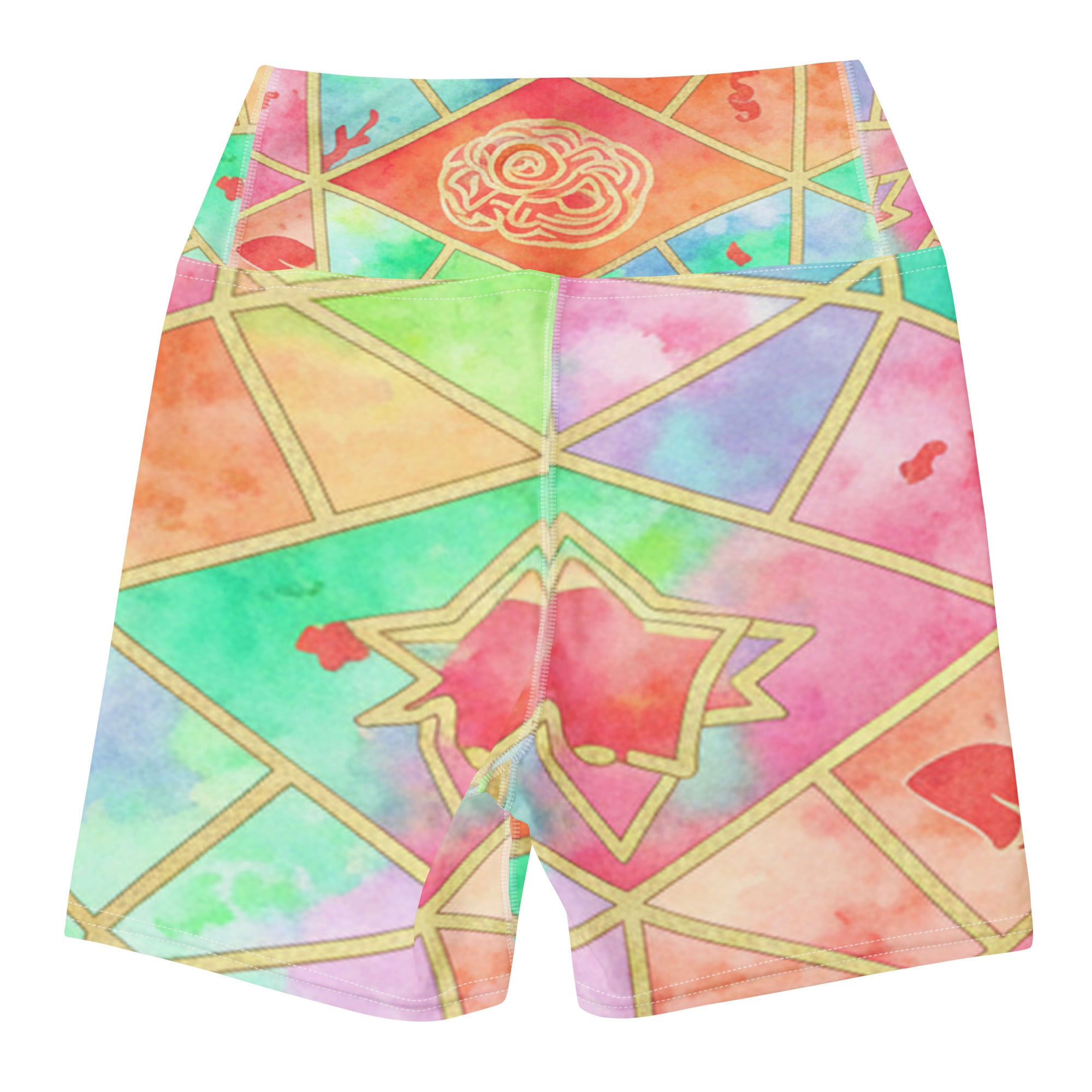Arabic Watercolour Coral Reef Yoga Shorts | GearBunch