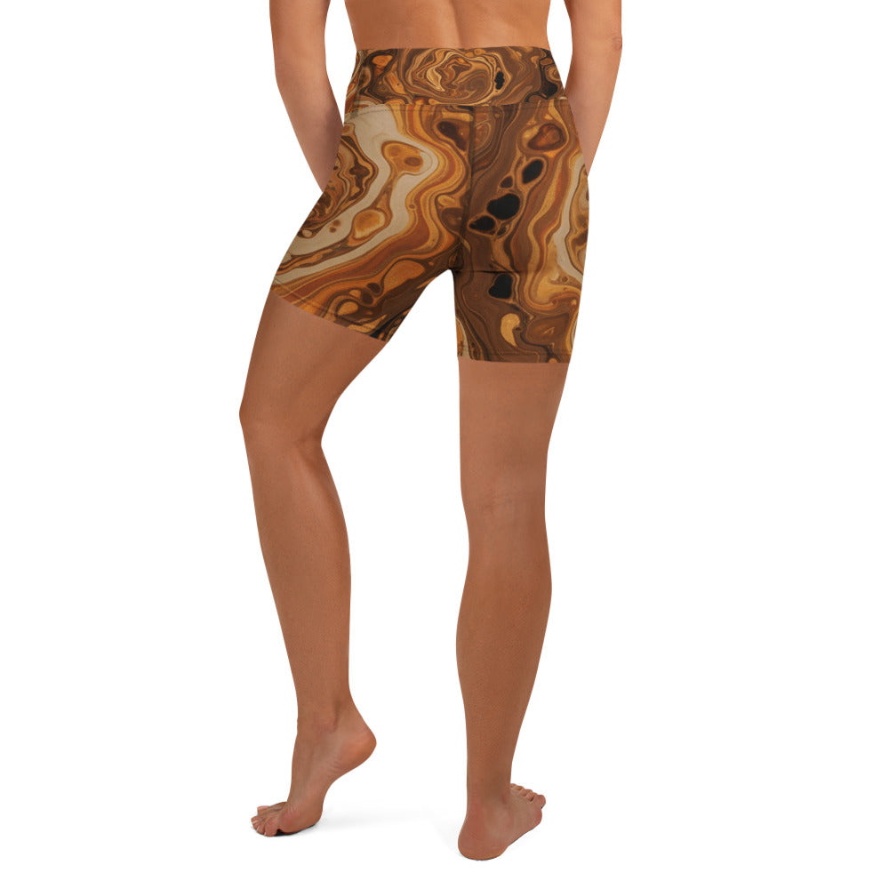 Liquid Marble Earth Agate Yoga Shorts | GearBunch