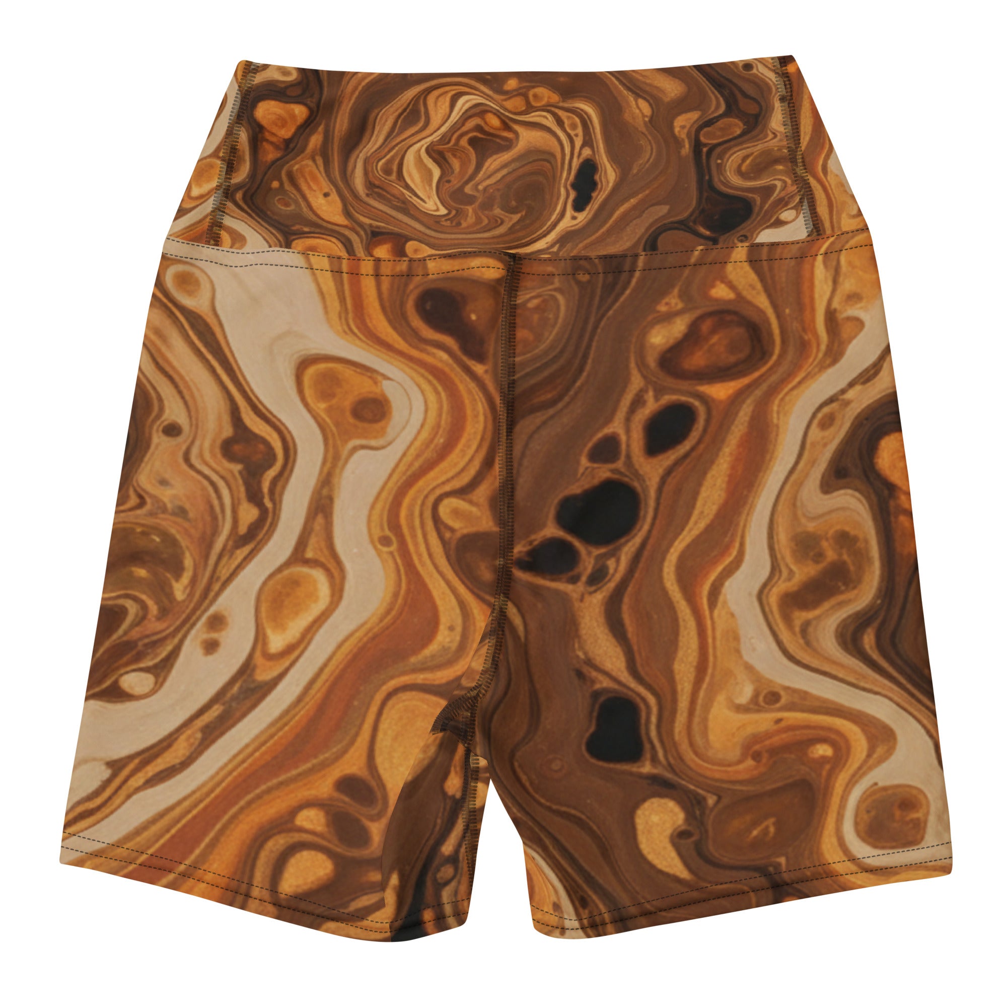 Liquid Marble Earth Agate Yoga Shorts | GearBunch