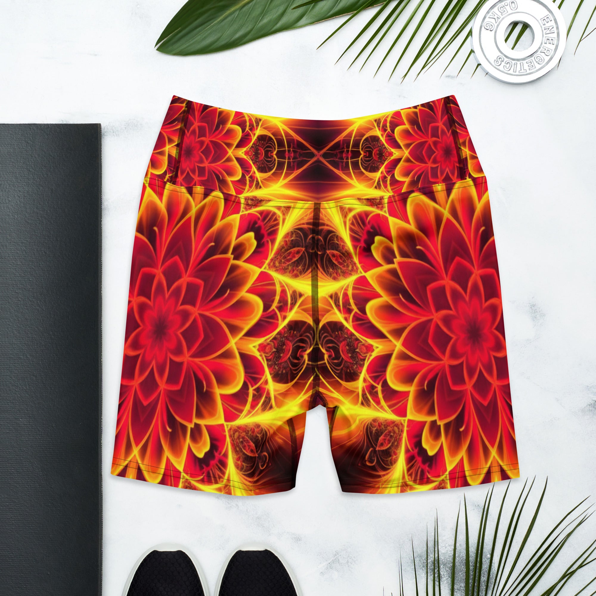 Psychedelic Magma Core Yoga Shorts | GearBunch