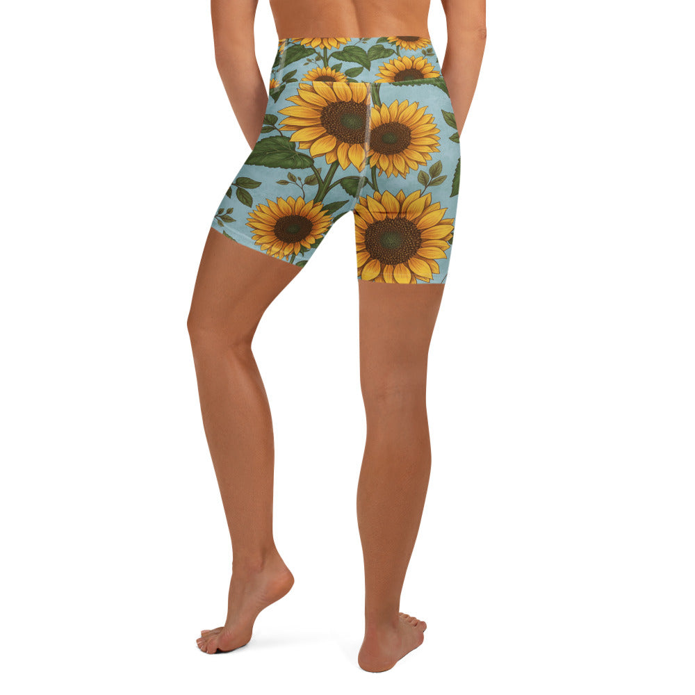 Sunflower Fields Yoga Shorts | GearBunch