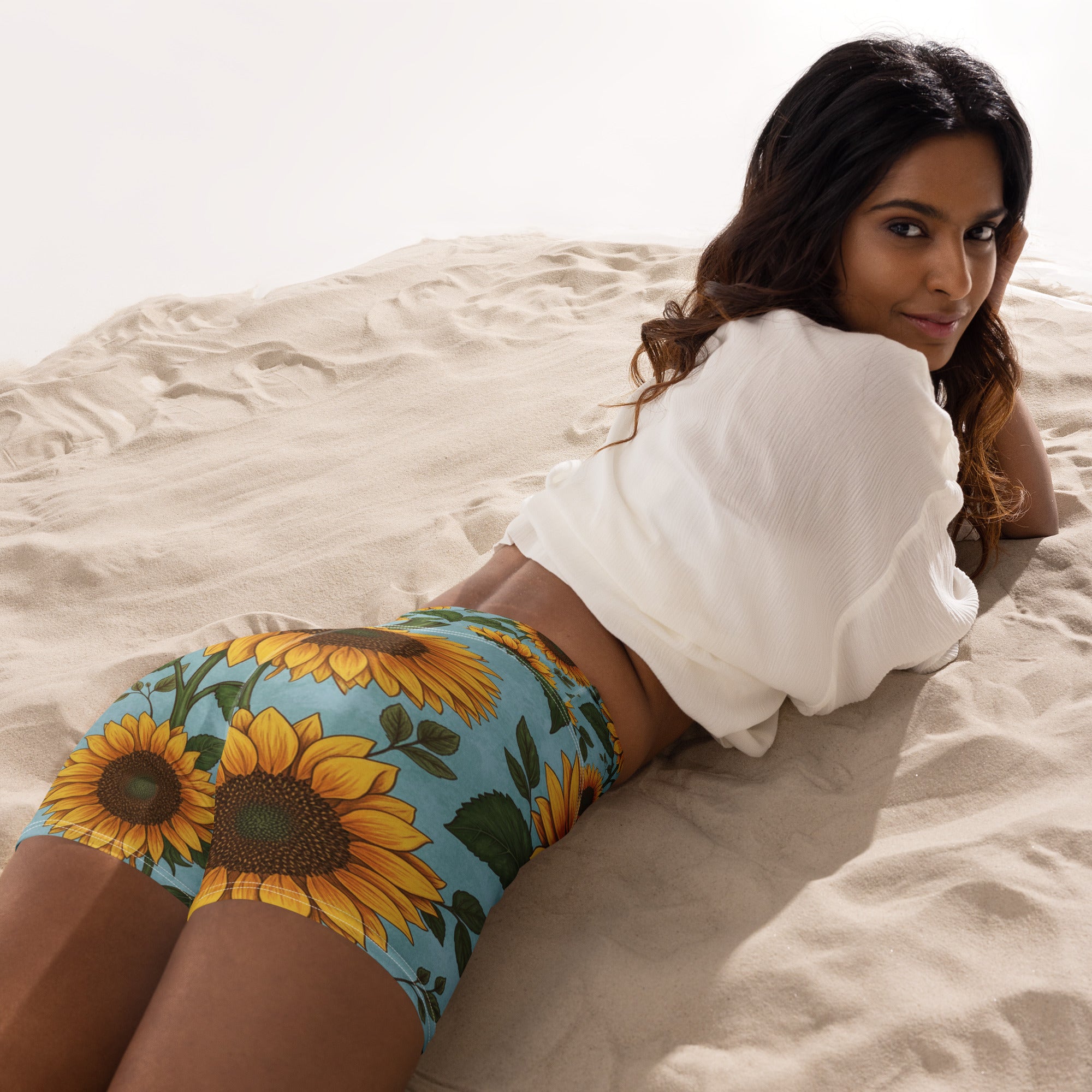 Sunflower Fields Yoga Shorts | GearBunch