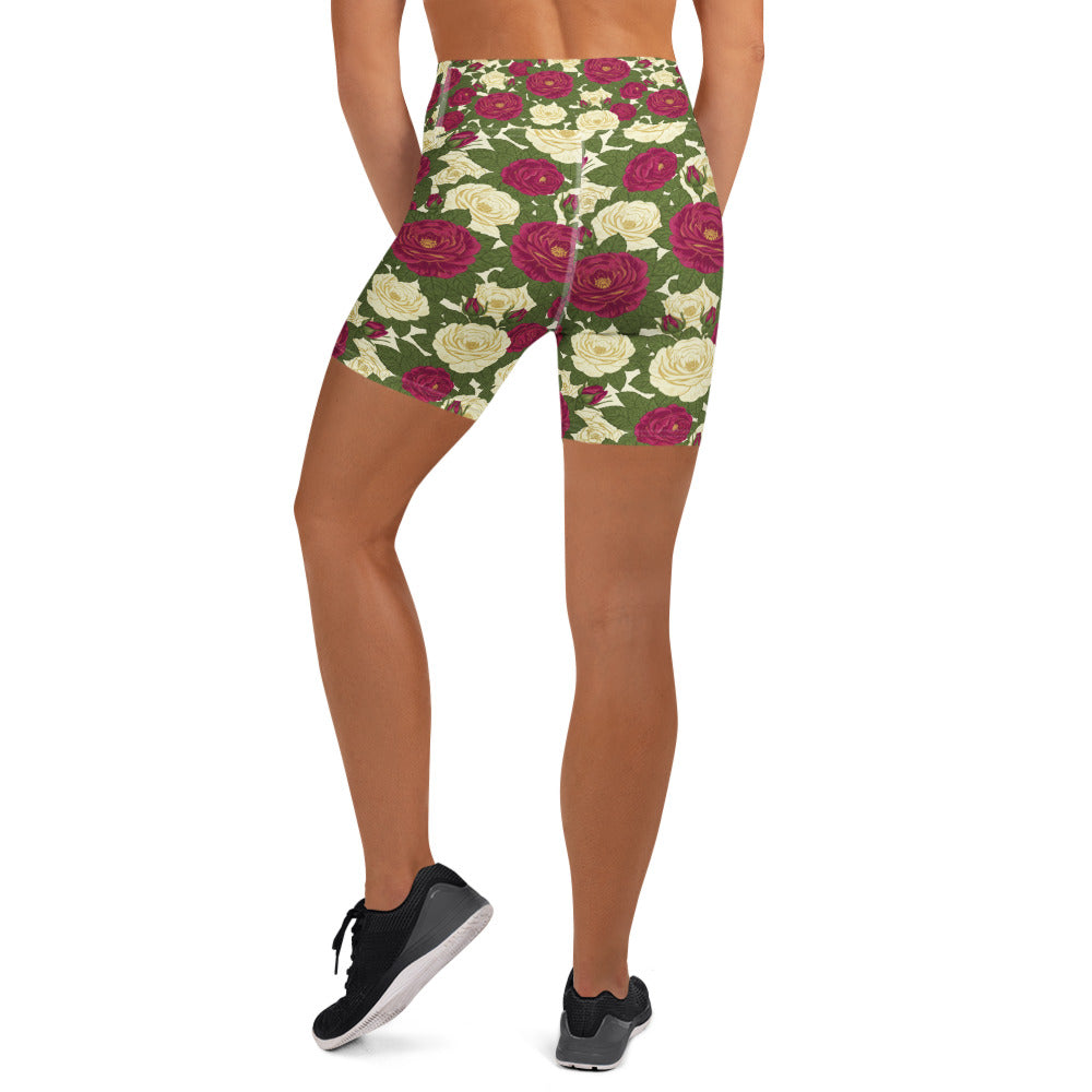 Taurus Rose Botanical Yoga Shorts | GearBunch