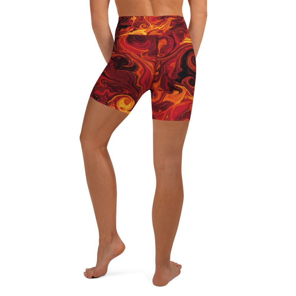 Liquid Marble Lava Flow Yoga Shorts | GearBunch