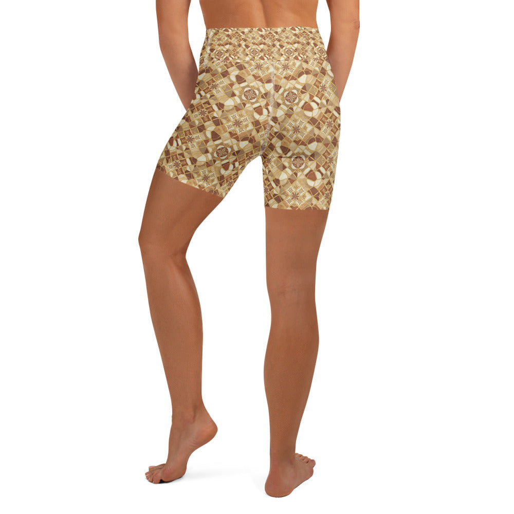 Jerusalem Stone Mosaic Yoga Shorts | GearBunch