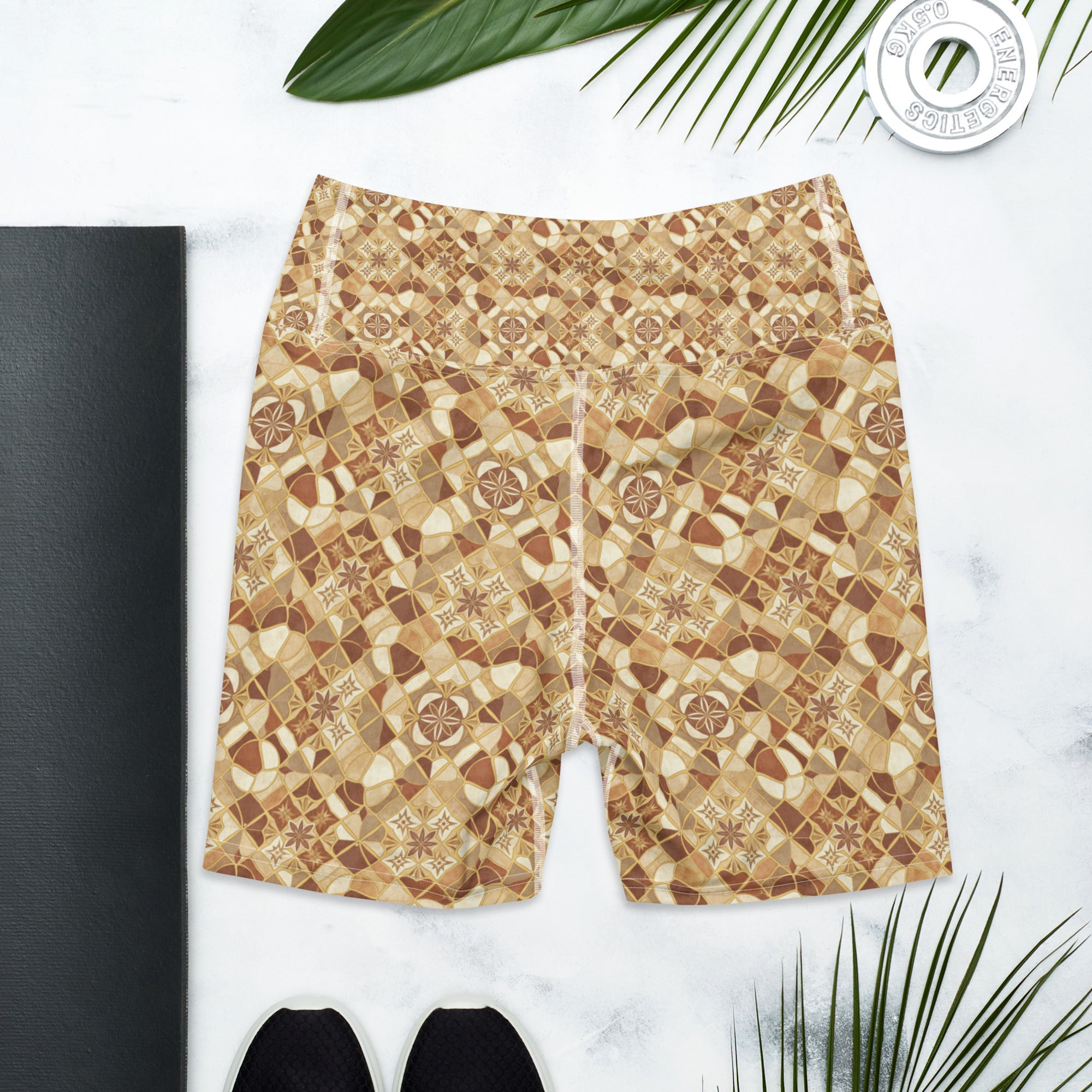 Jerusalem Stone Mosaic Yoga Shorts | GearBunch
