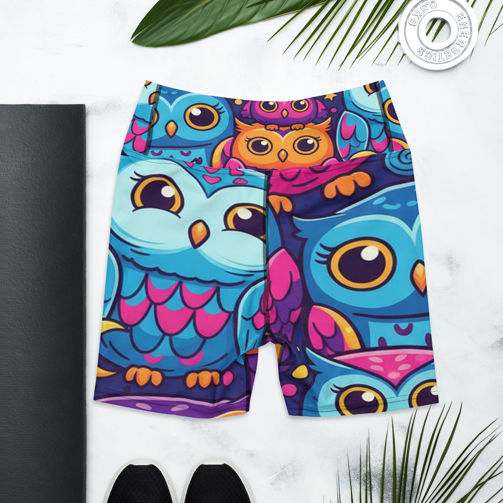 Vibrant Owl Night Yoga Shorts | GearBunch