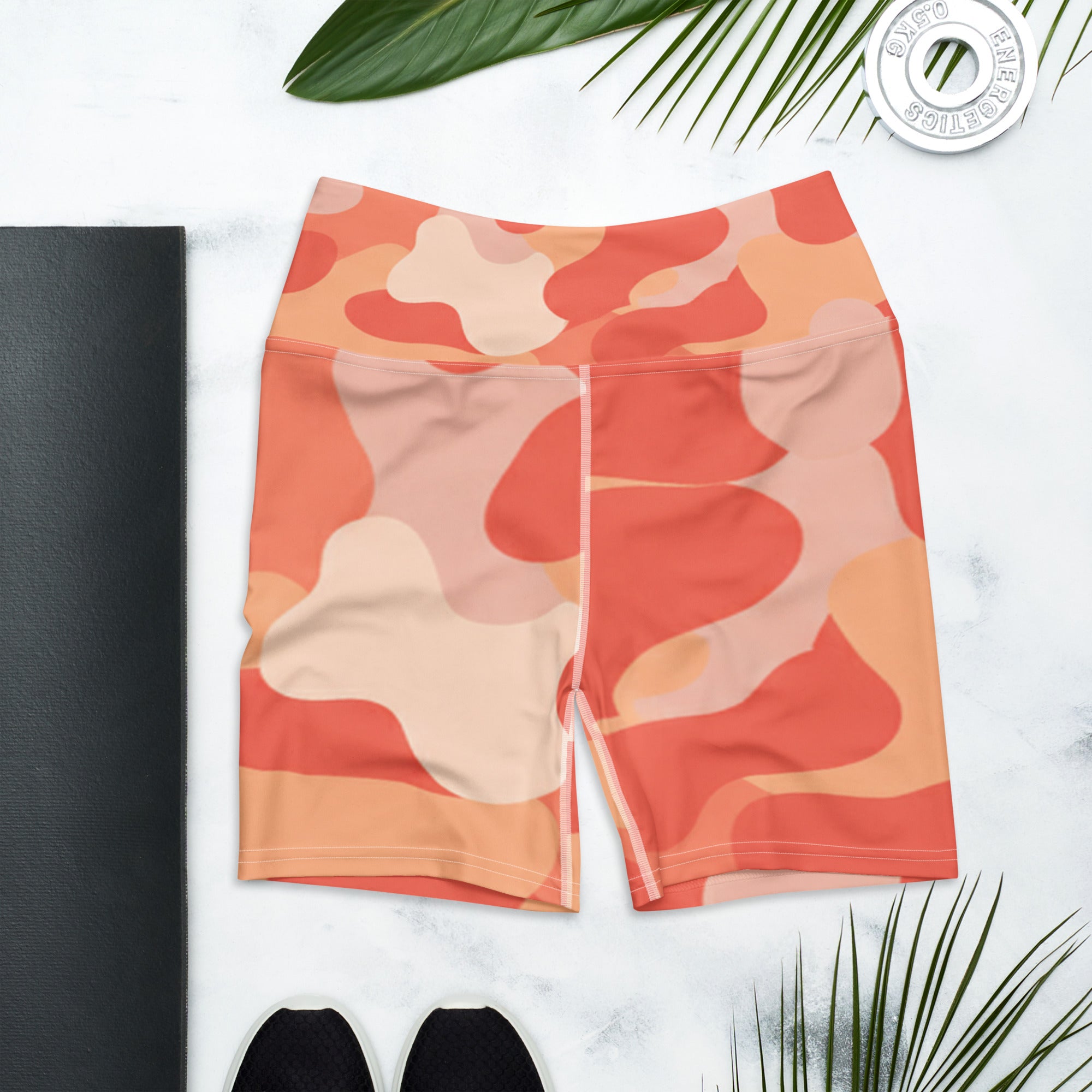 Coral Sunset Camo Yoga Shorts | GearBunch