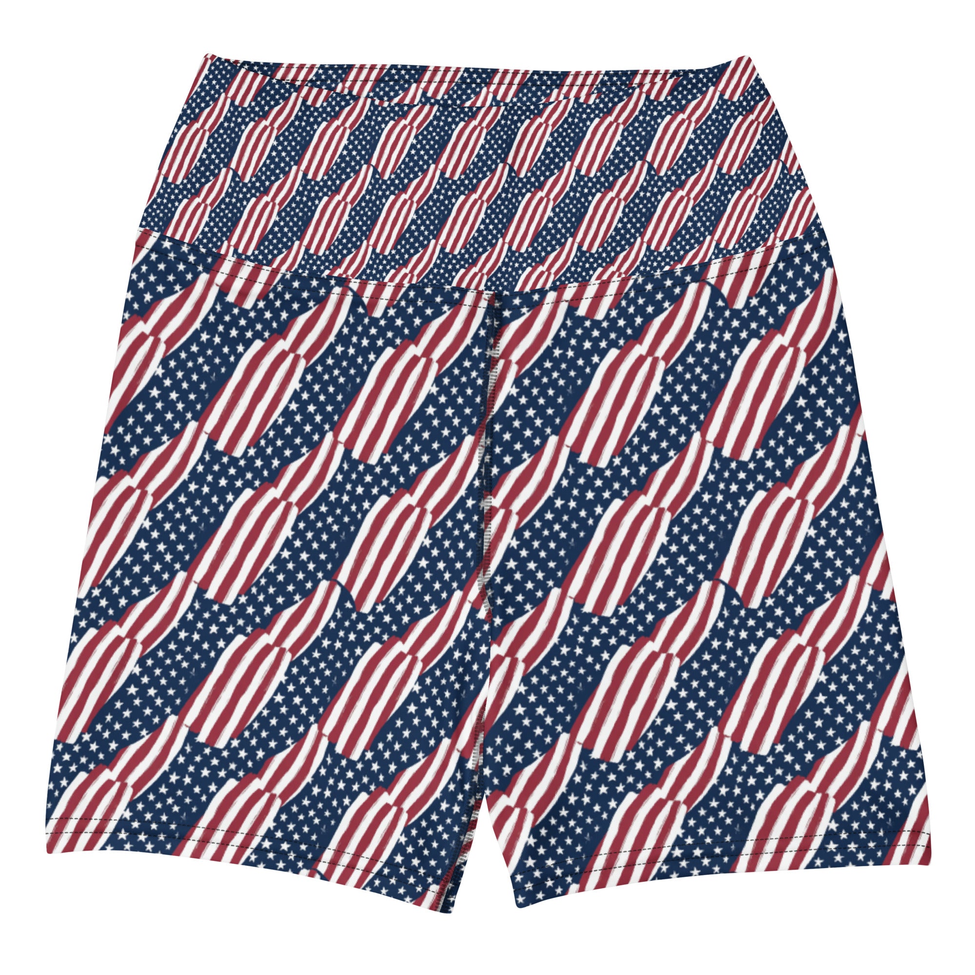 American Flag Repeat Pattern Yoga Shorts | GearBunch