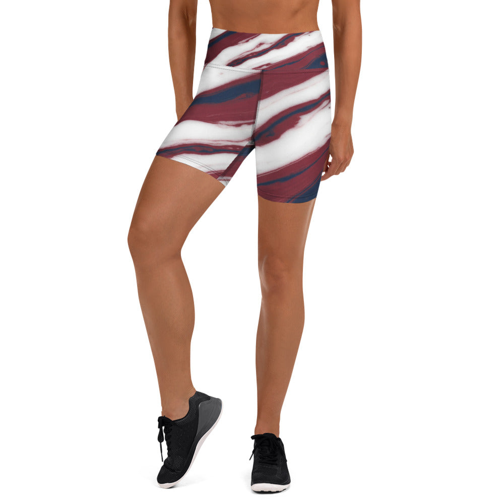 Women's american marble yoga shorts front view