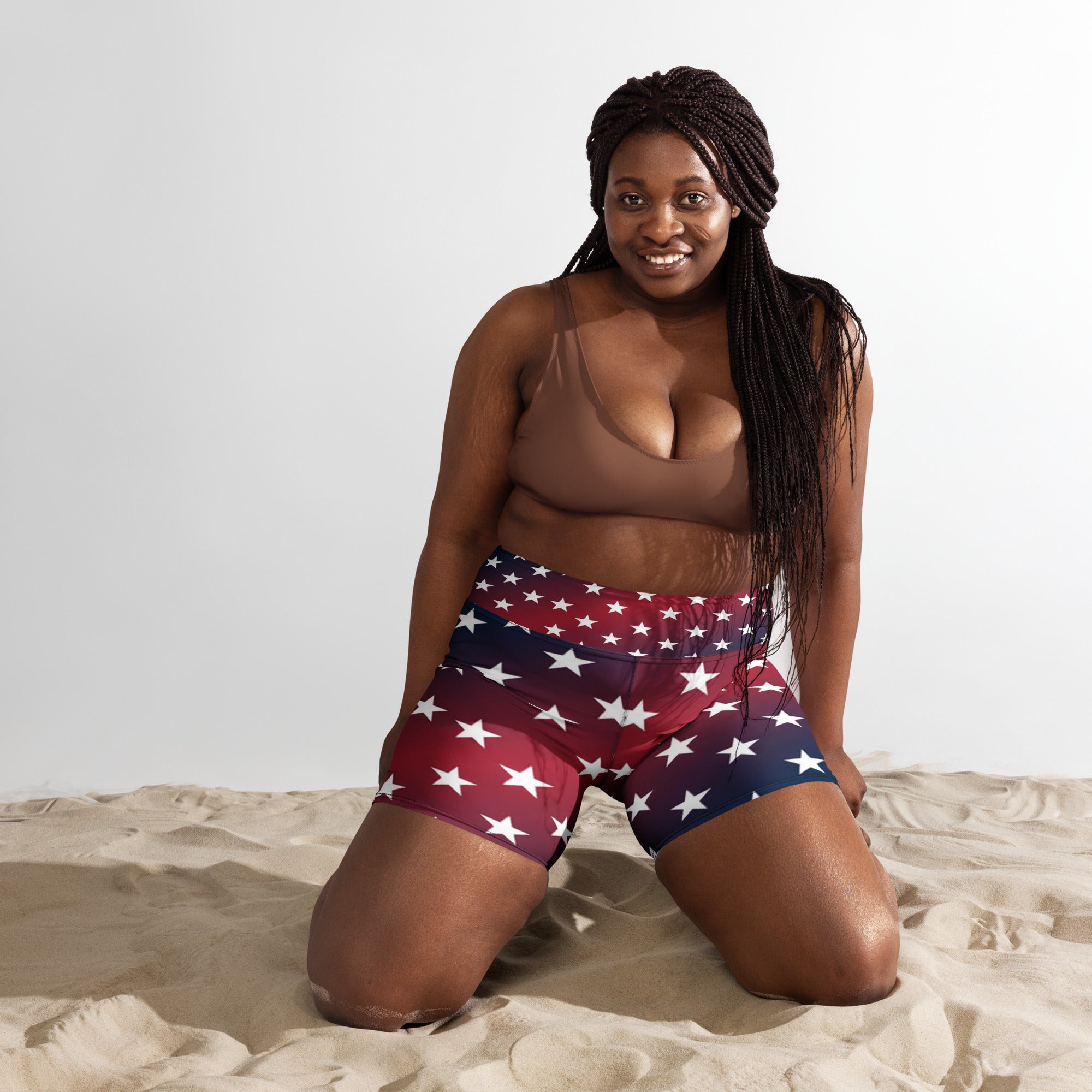 American Sunset Yoga Shorts | GearBunch