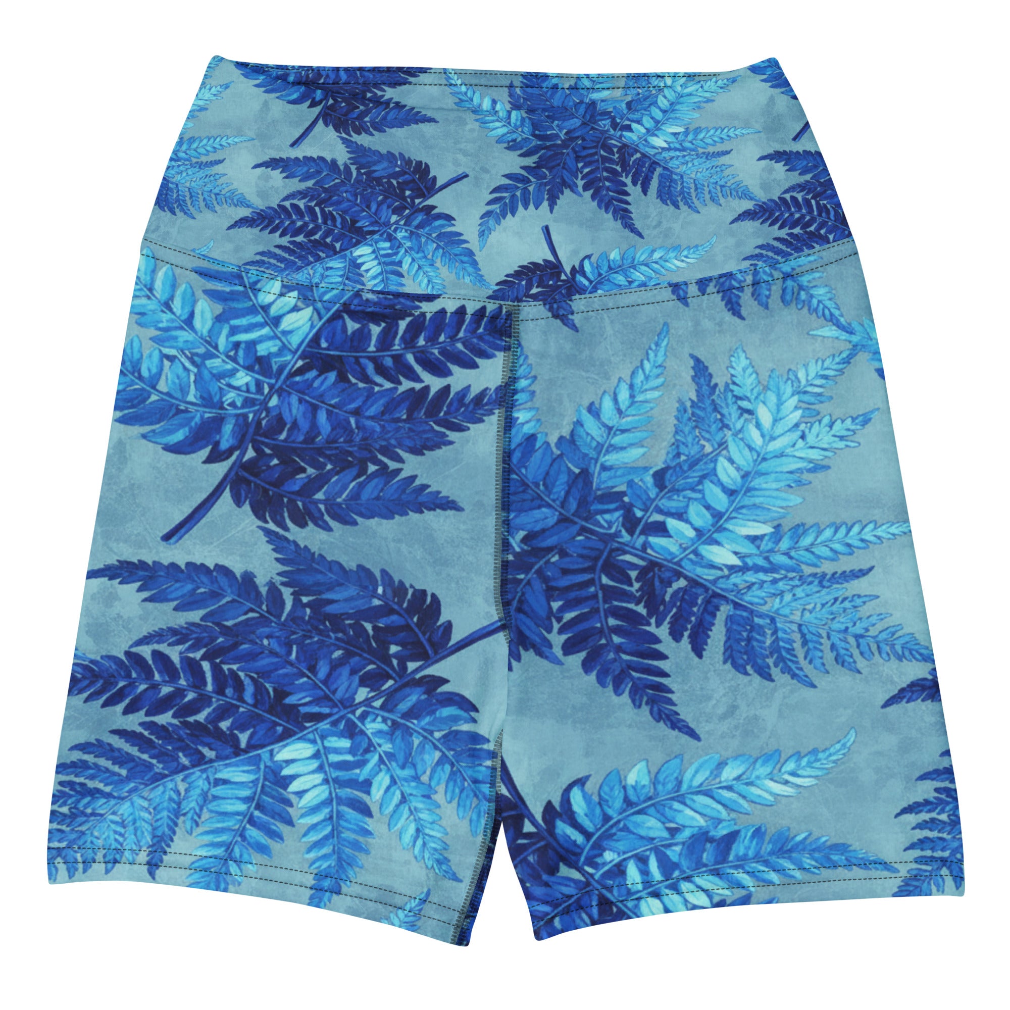 Electrik Blue Ferns Yoga Shorts | GearBunch