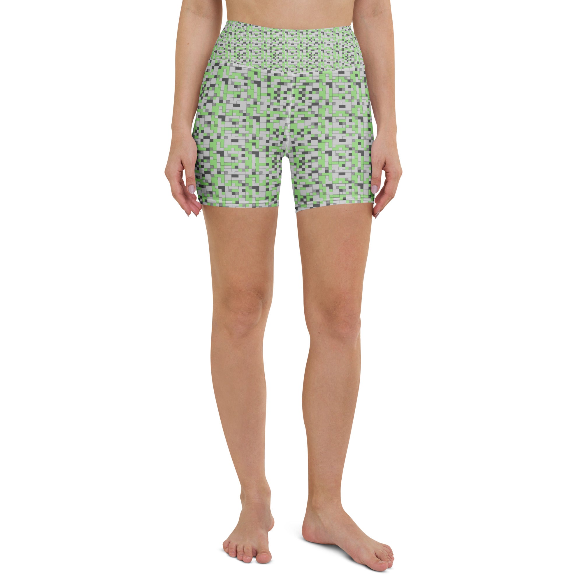 Small Blocks Geometric Yoga Shorts | GearBunch