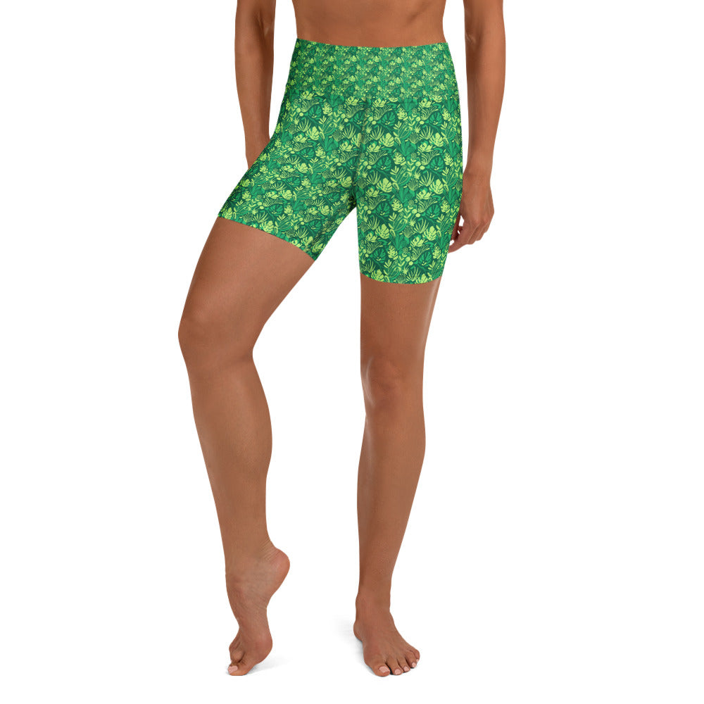 Minimalist Plant Illustration Yoga Shorts | GearBunch