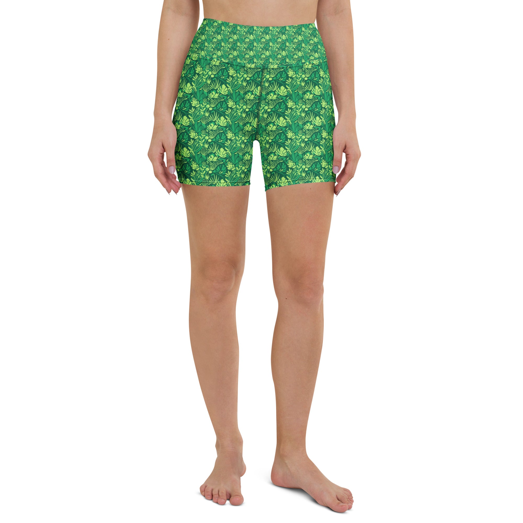 Minimalist Plant Illustration Yoga Shorts | GearBunch