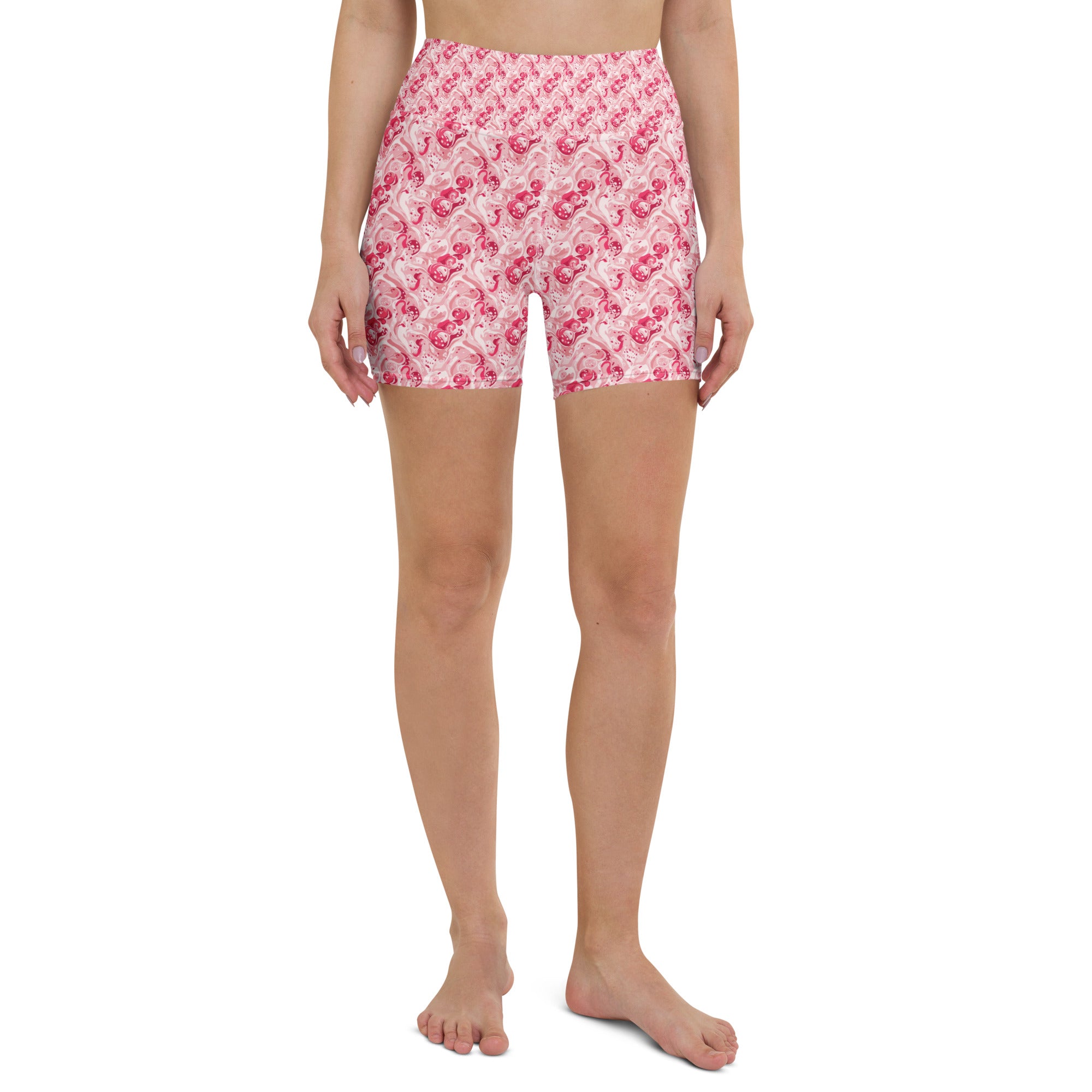 Cherry Strawberry Cream Yoga Shorts | GearBunch