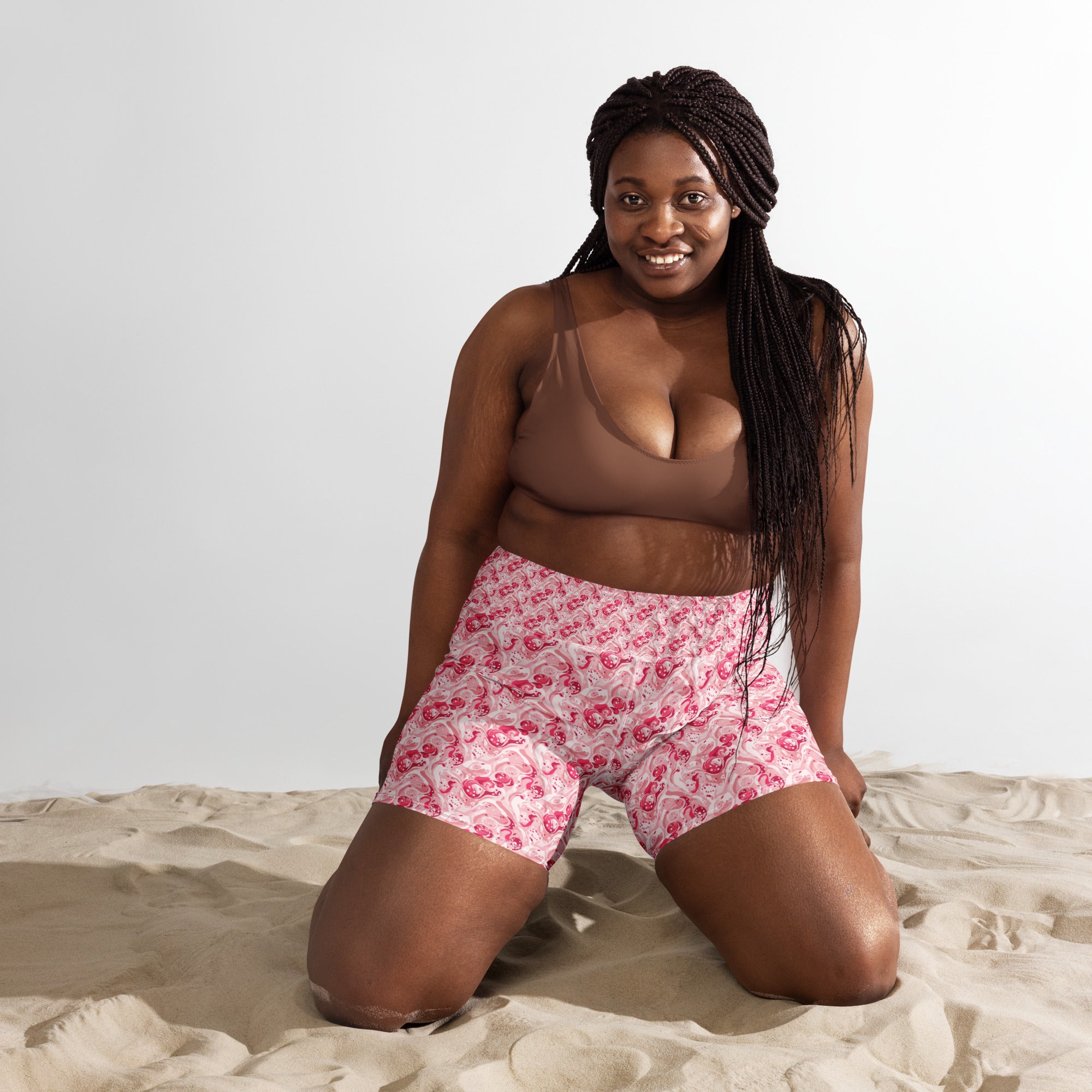 Cherry Strawberry Cream Yoga Shorts | GearBunch