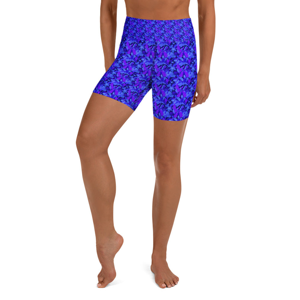 Touching Distance Abstract Yoga Shorts | GearBunch