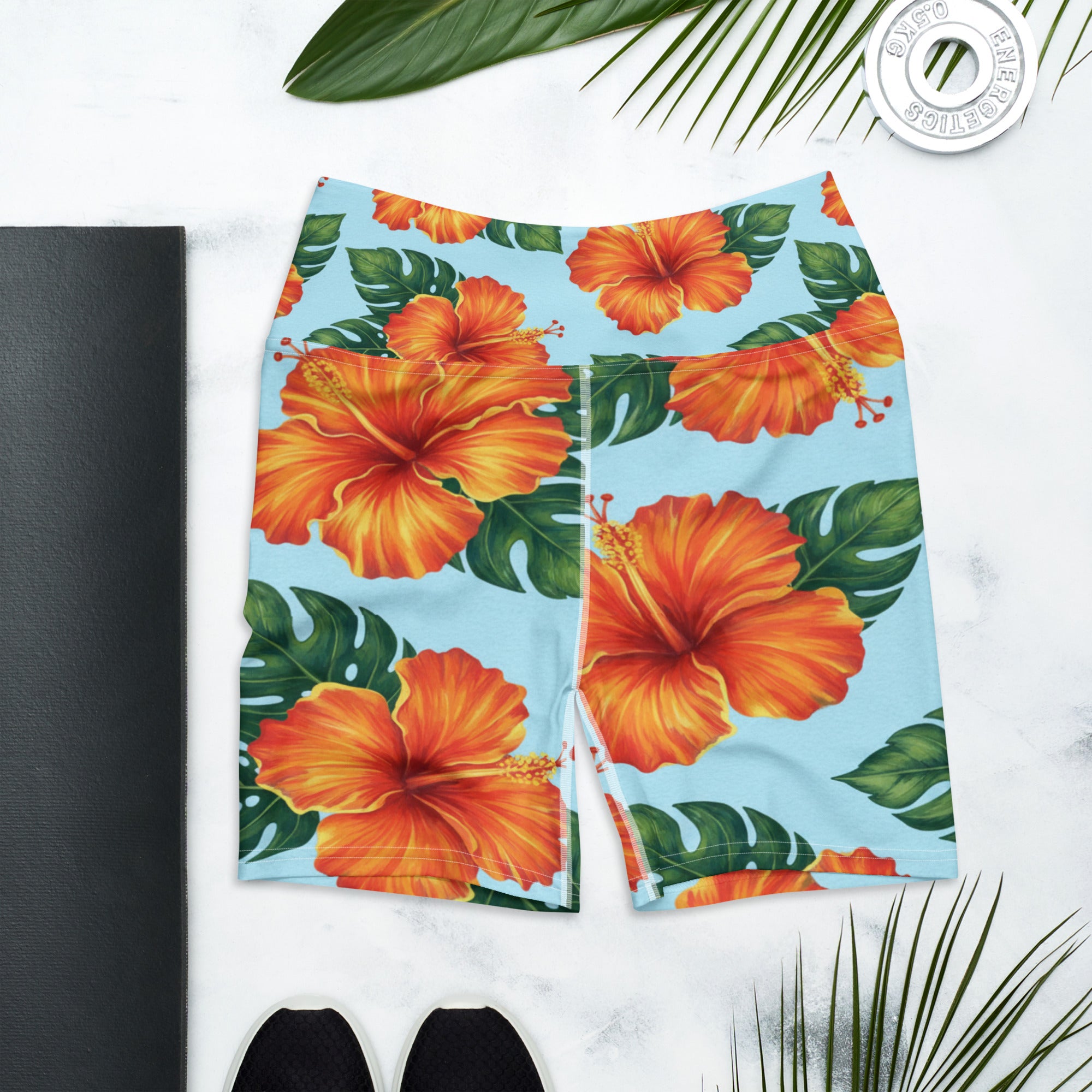 Tropical Hibiscus Bloom Yoga Shorts | GearBunch