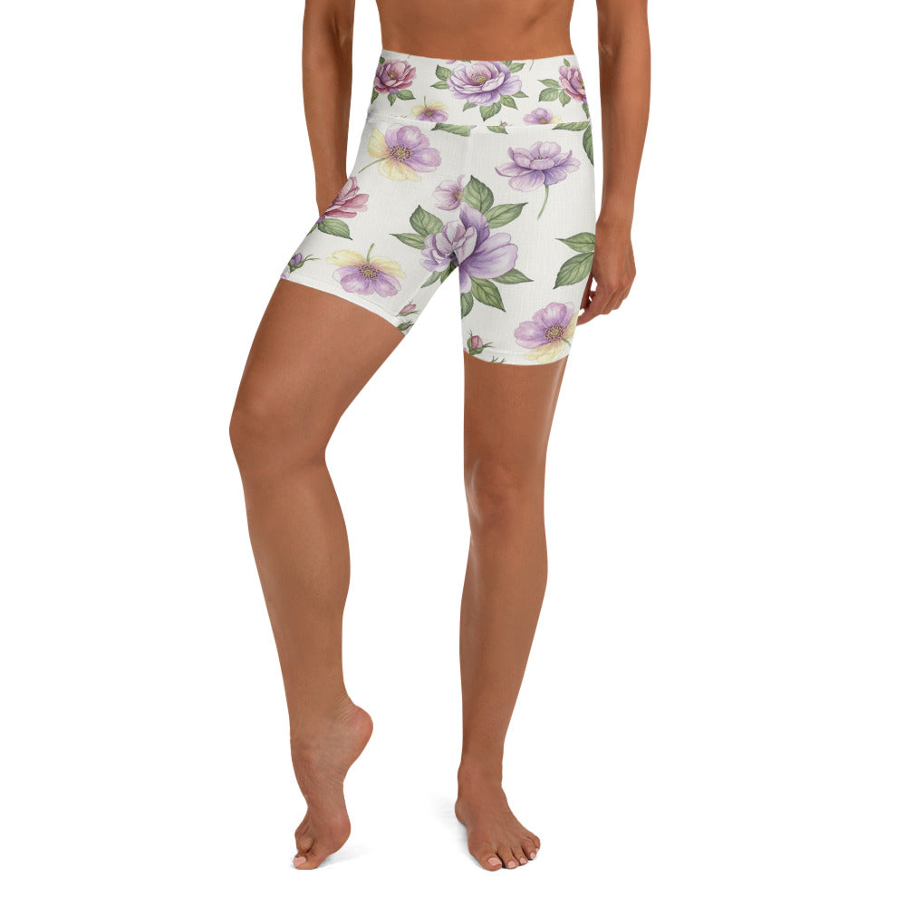 Watercolour Wildflowers Yoga Shorts | GearBunch