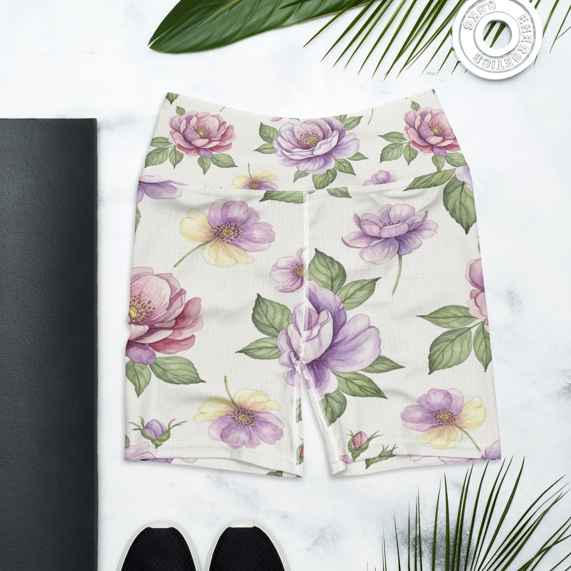 Watercolour Wildflowers Yoga Shorts | GearBunch
