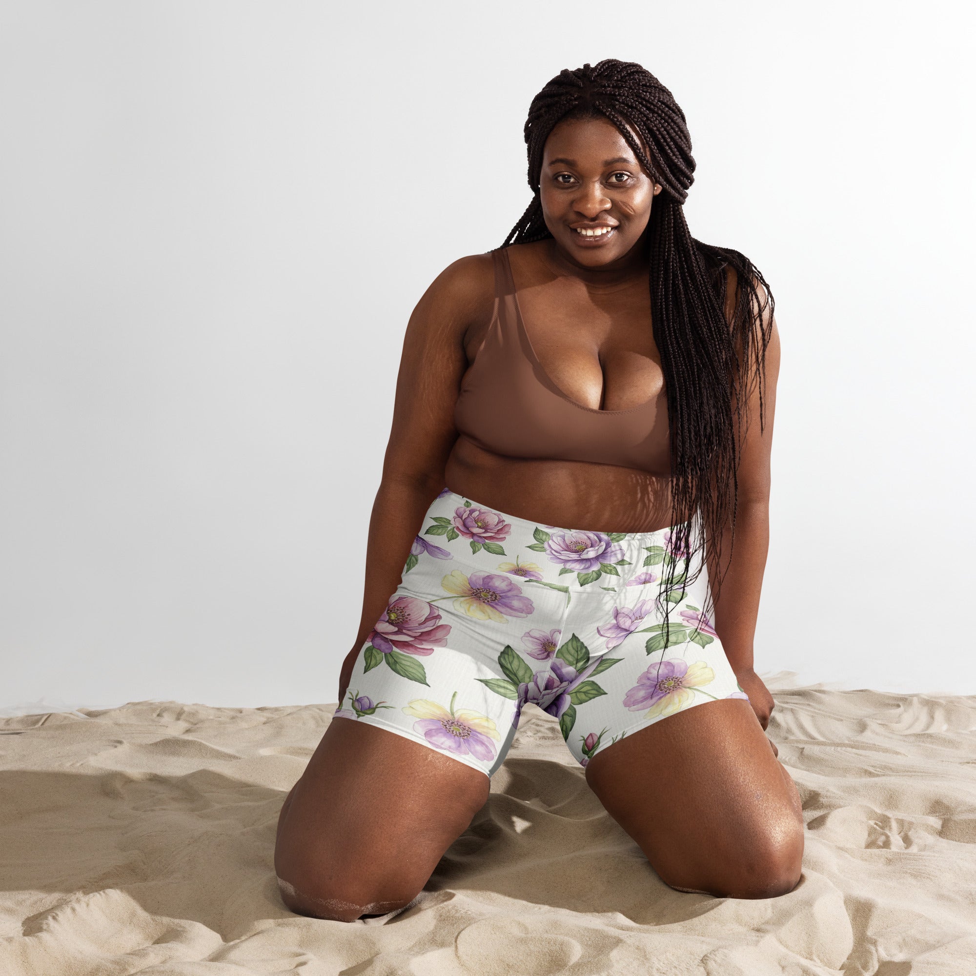 Watercolour Wildflowers Yoga Shorts | GearBunch