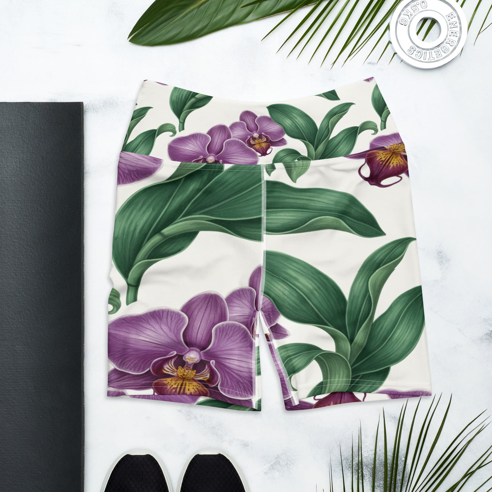 Vintage Botanical Orchids Yoga Shorts | GearBunch