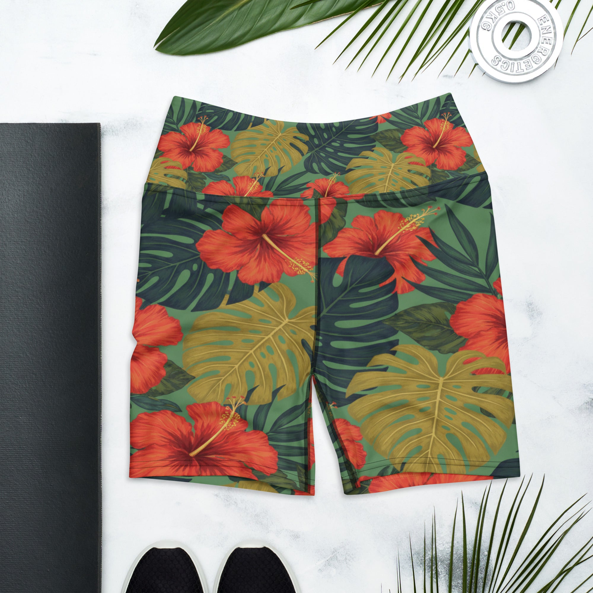 Bold Tropical Leaves Yoga Shorts | GearBunch