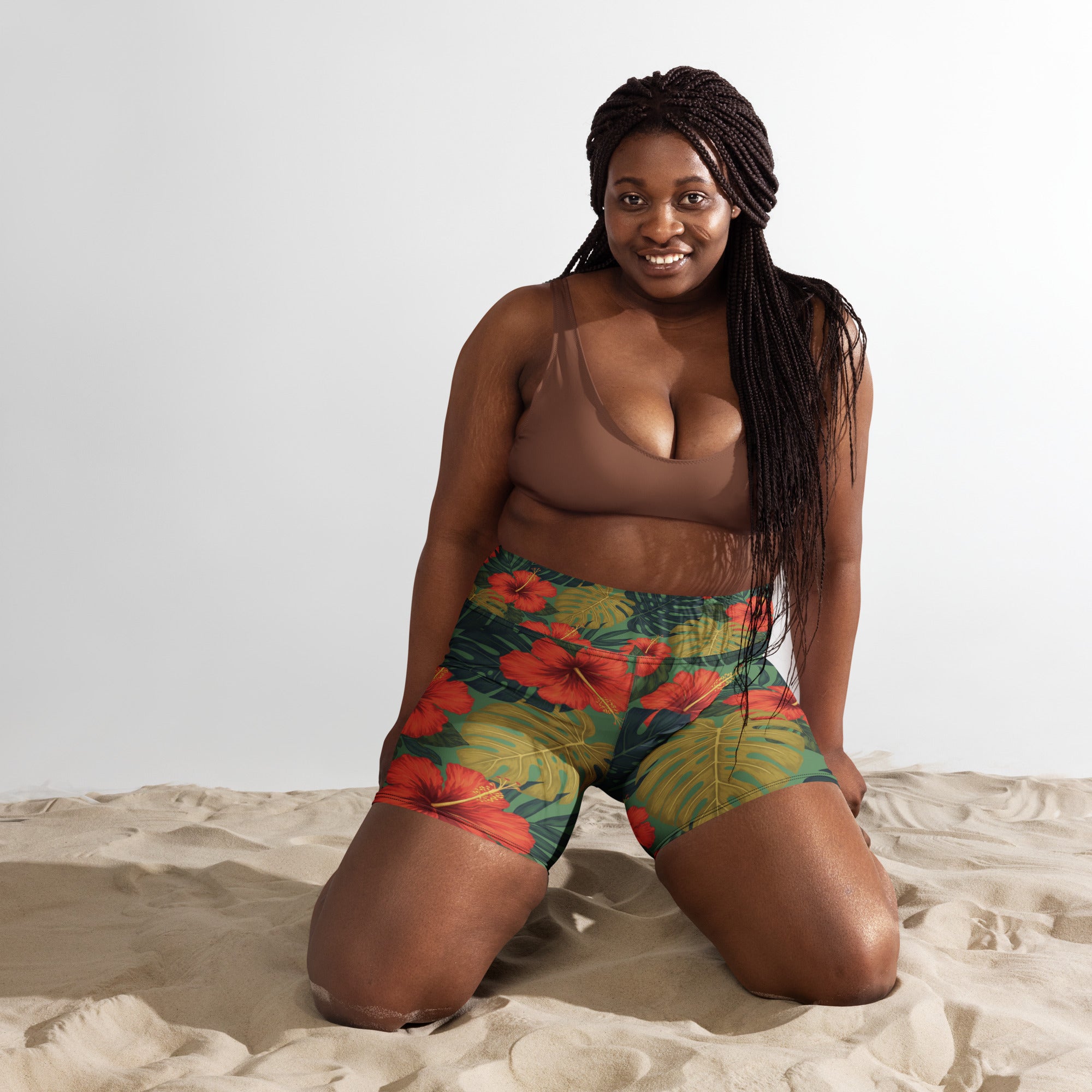 Bold Tropical Leaves Yoga Shorts | GearBunch