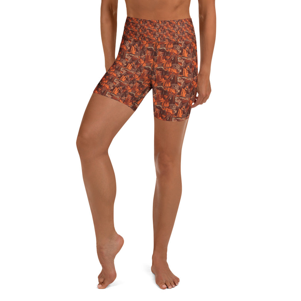 Broken Desert Landscape Yoga Shorts | GearBunch